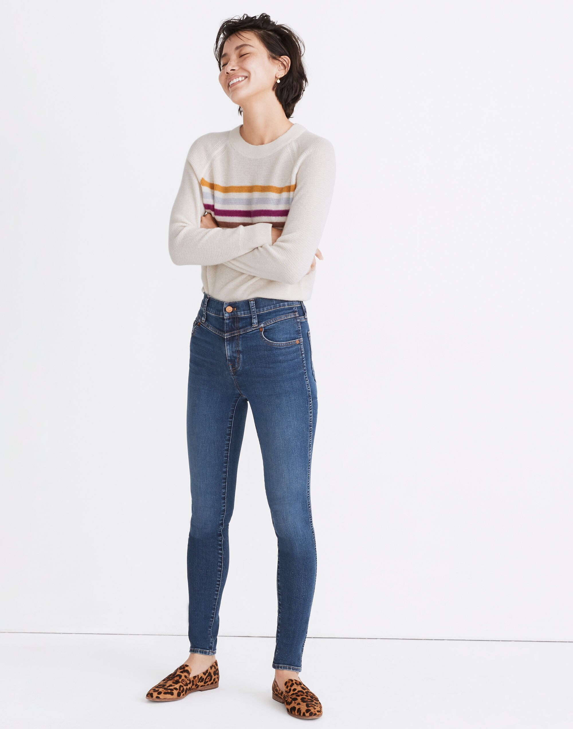 10" High-Rise Skinny Jeans in Pine Wash: Yoke Edition