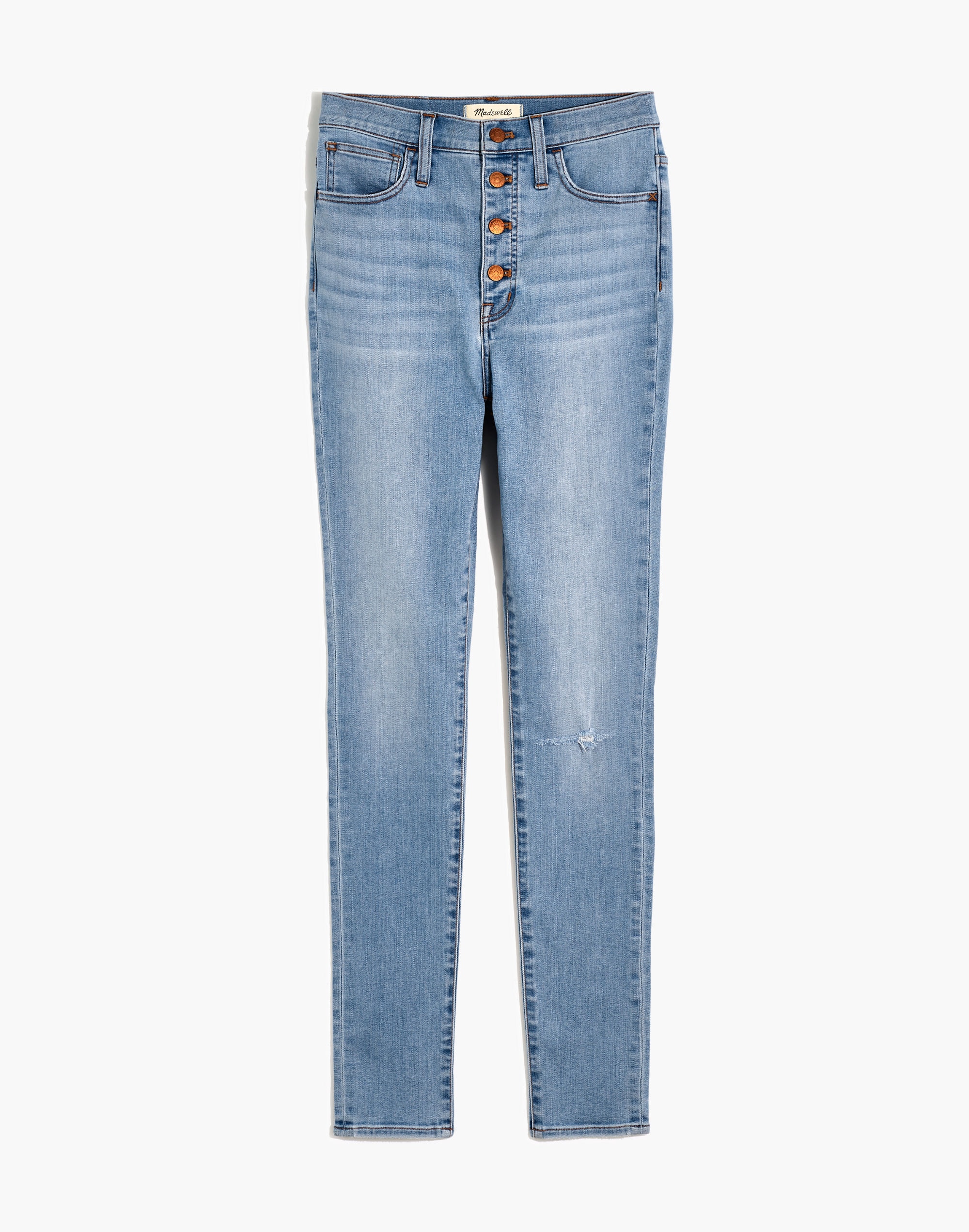 Petite 11" High-Rise Roadtripper Jeans in Beckwith Wash: Button-Front Edition