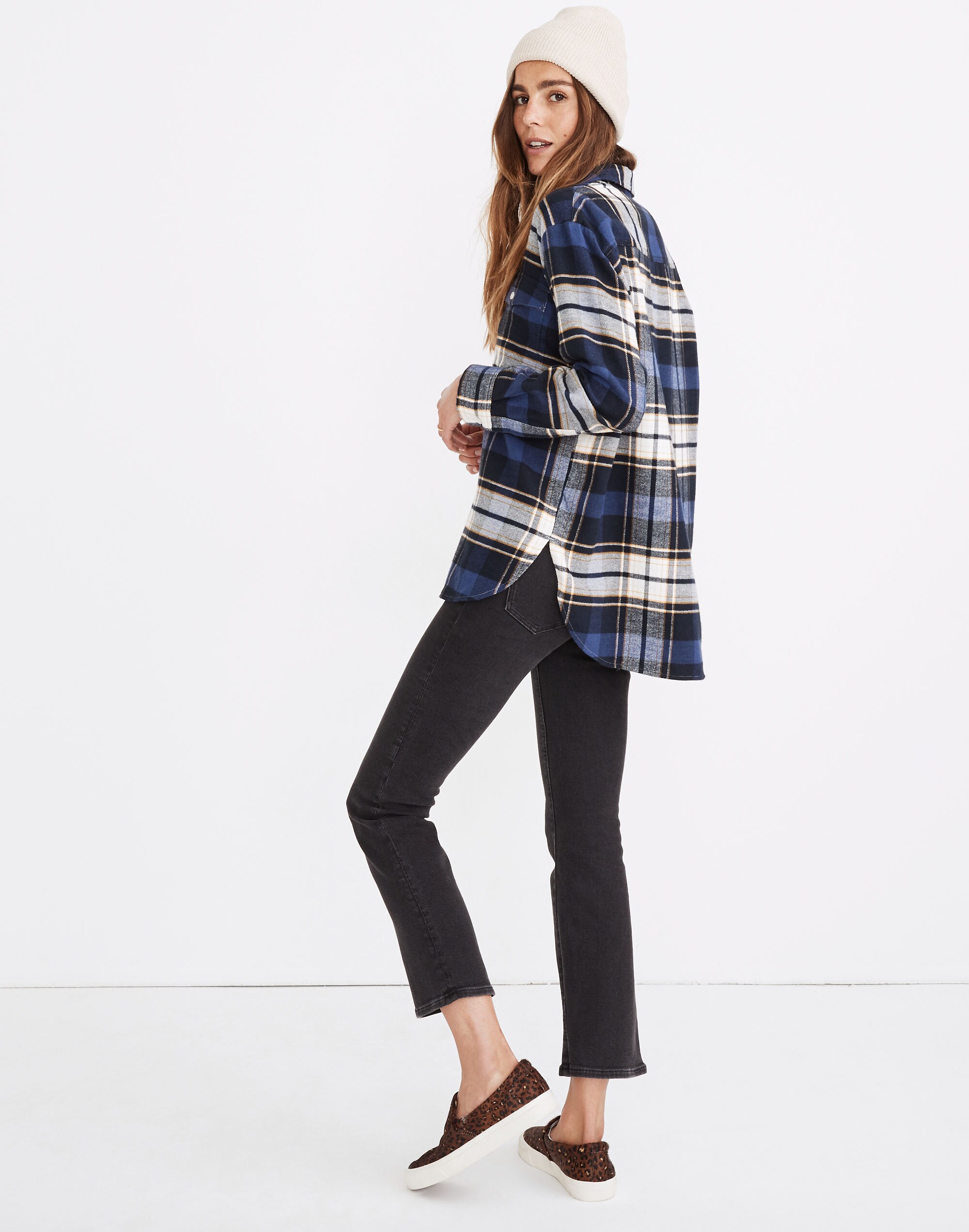 Flannel Flap-Pocket Oversized Ex-Boyfriend Shirt in Coltrane Plaid