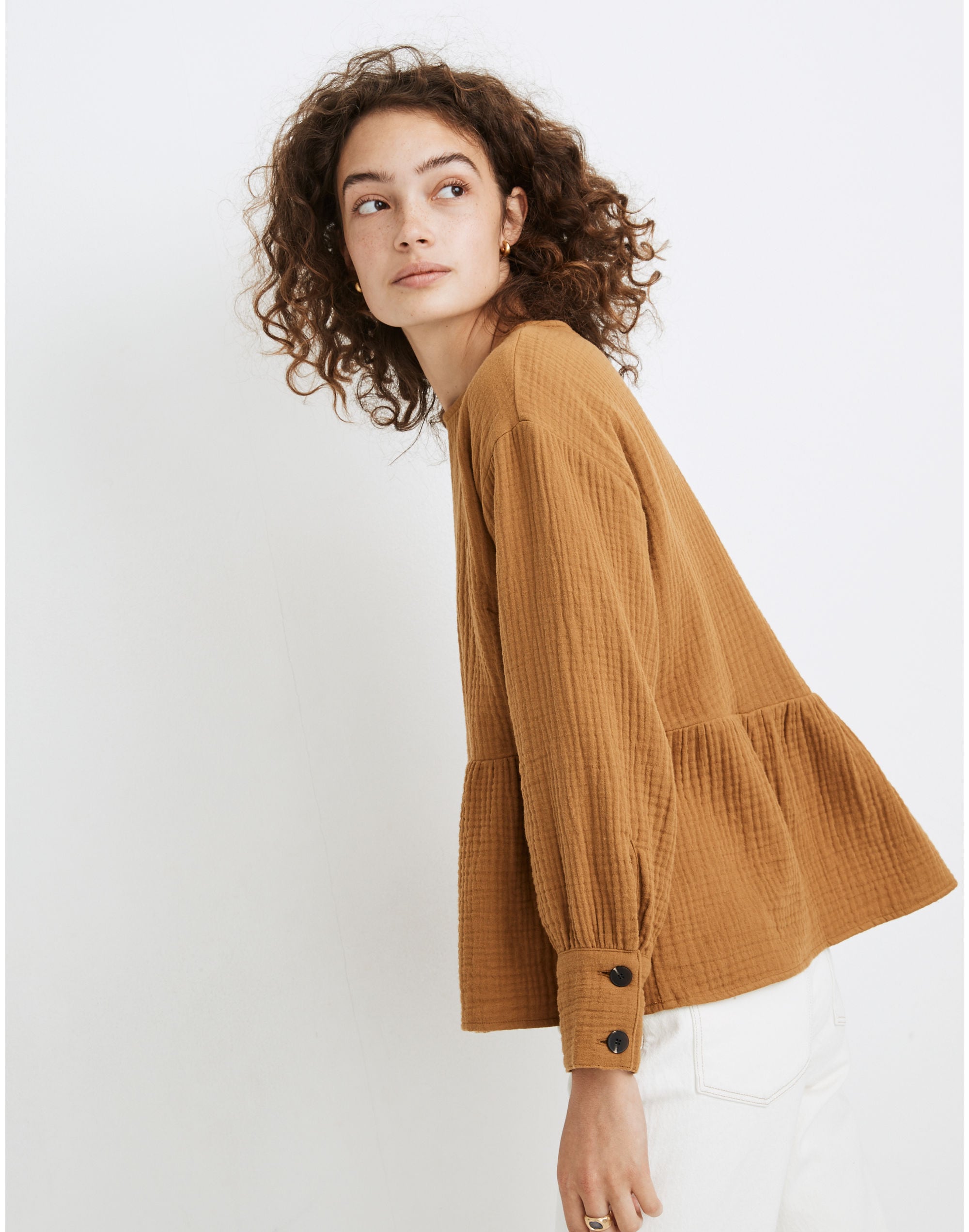 Lightspun Button-Back Peplum Top