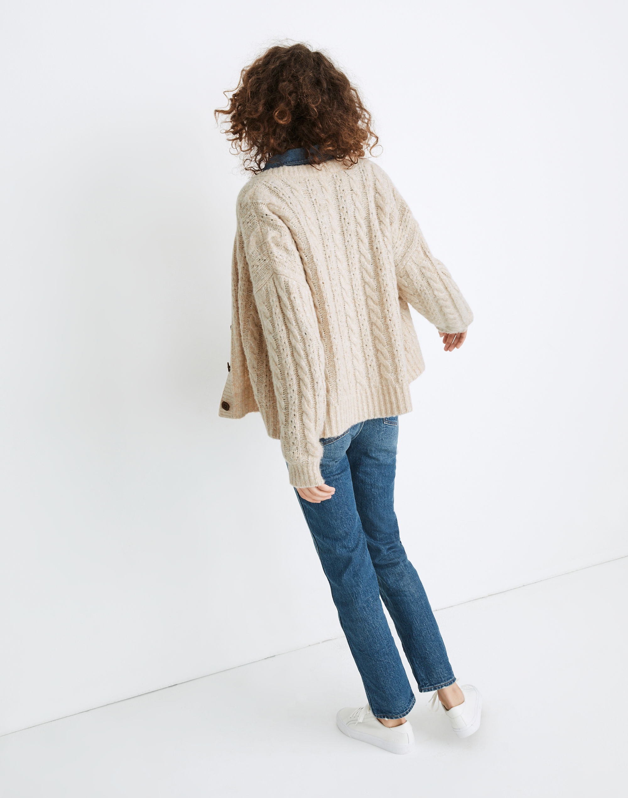 Pointelle Cable Cardigan Sweater