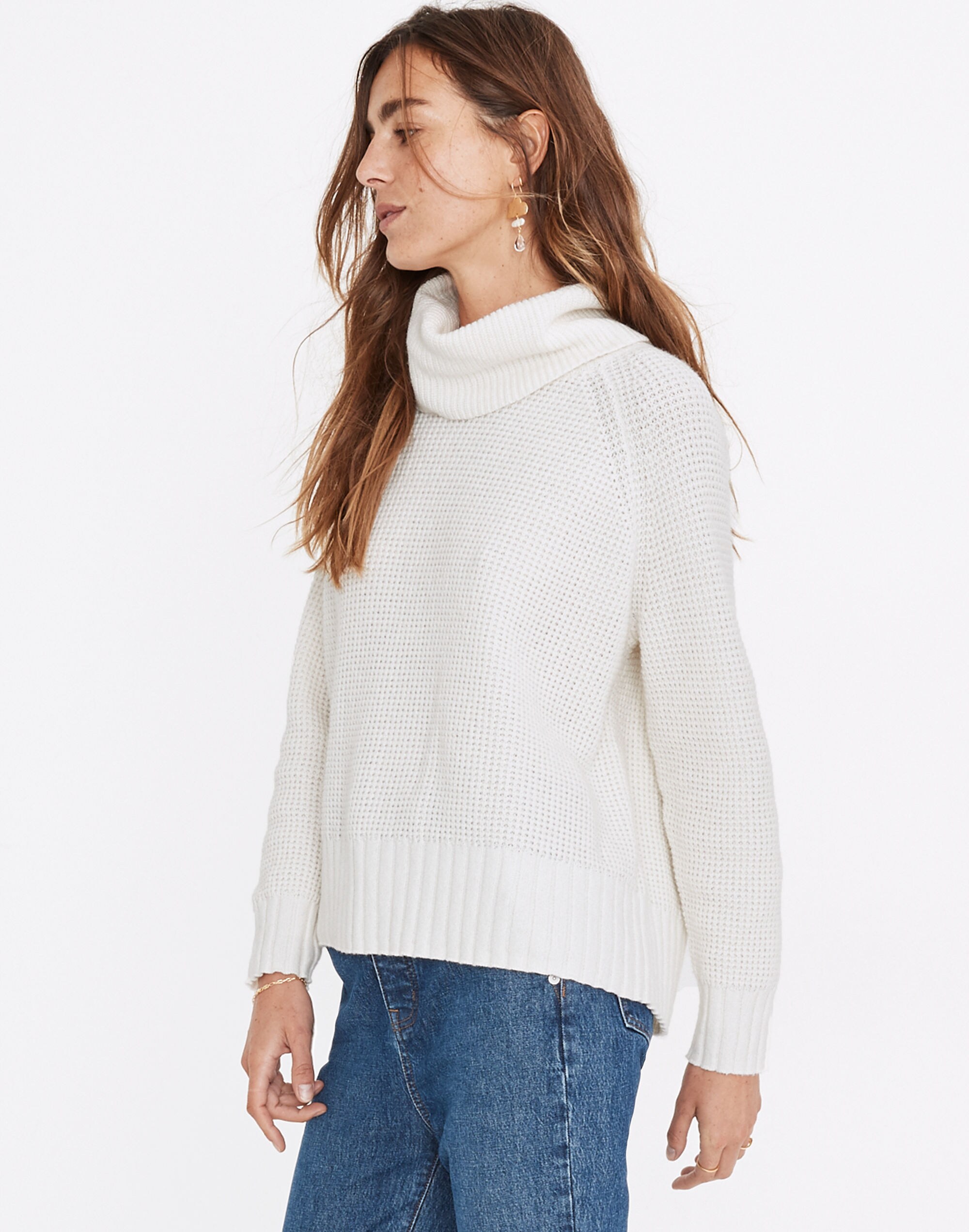 Eastbrook Turtleneck Cross-Back Sweater in Cotton-Merino Yarn
