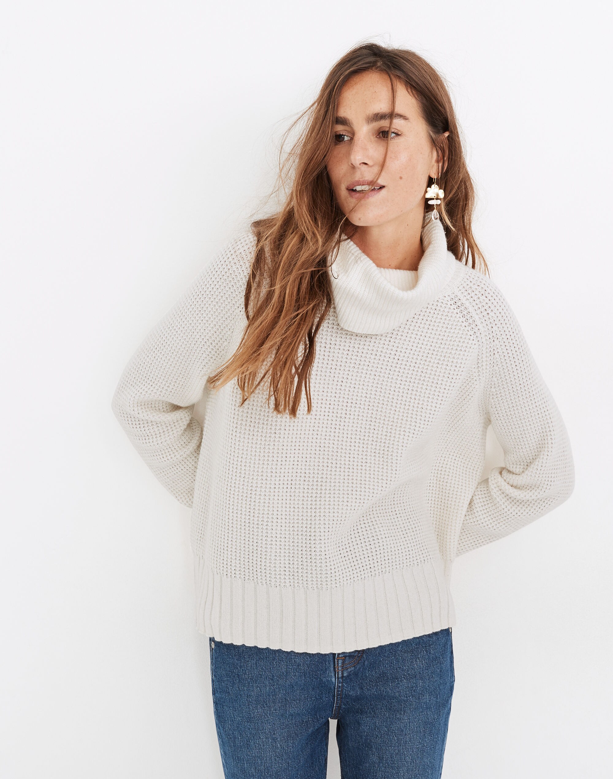Eastbrook Turtleneck Cross-Back Sweater in Cotton-Merino Yarn