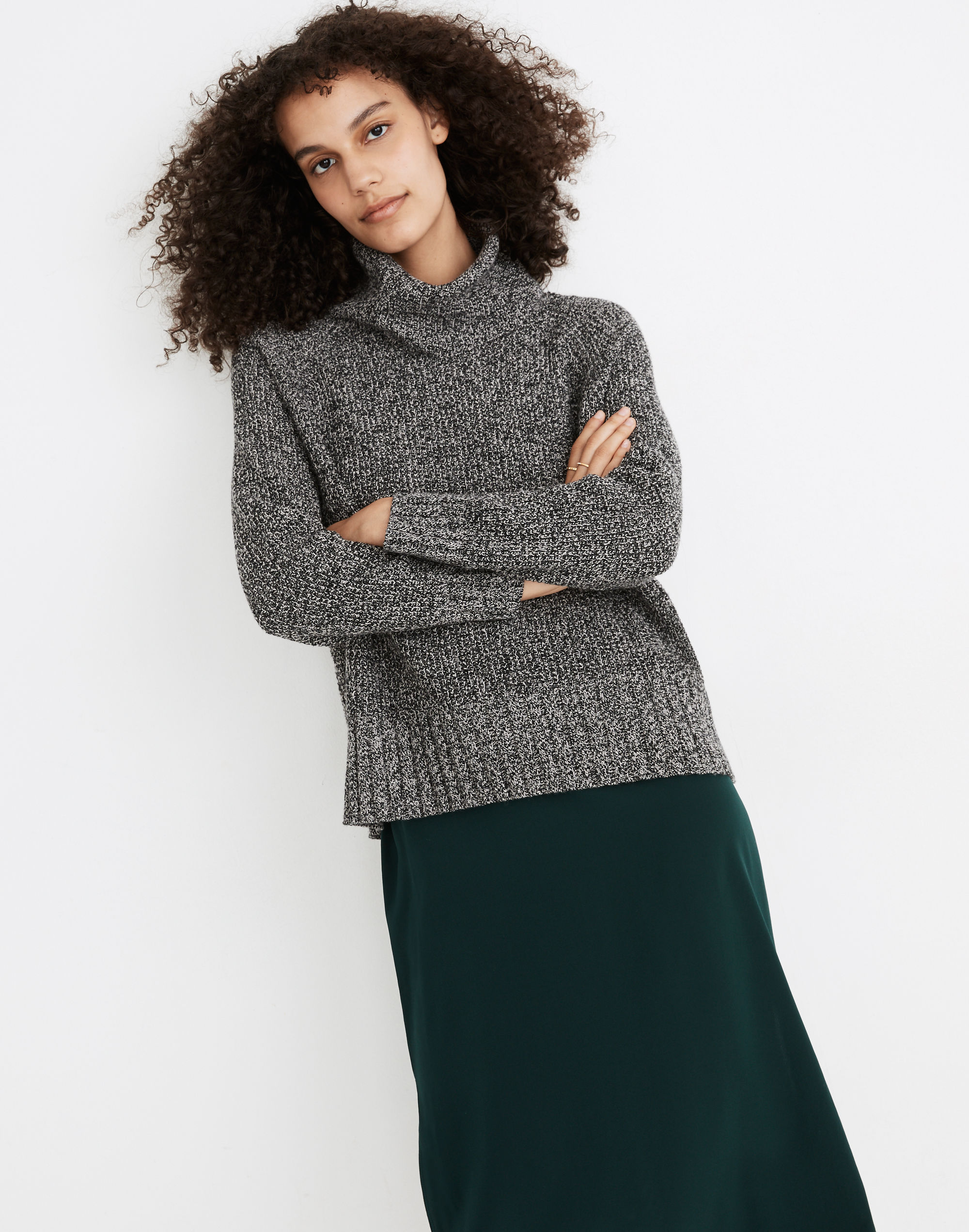 Eastbrook Turtleneck Cross-Back Sweater in Cotton-Merino Yarn