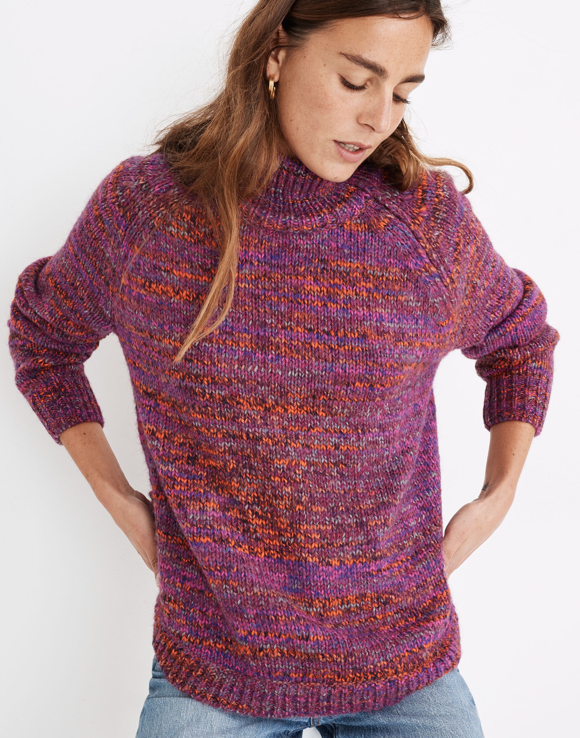 Multicolored Zip-Turtleneck Sweater