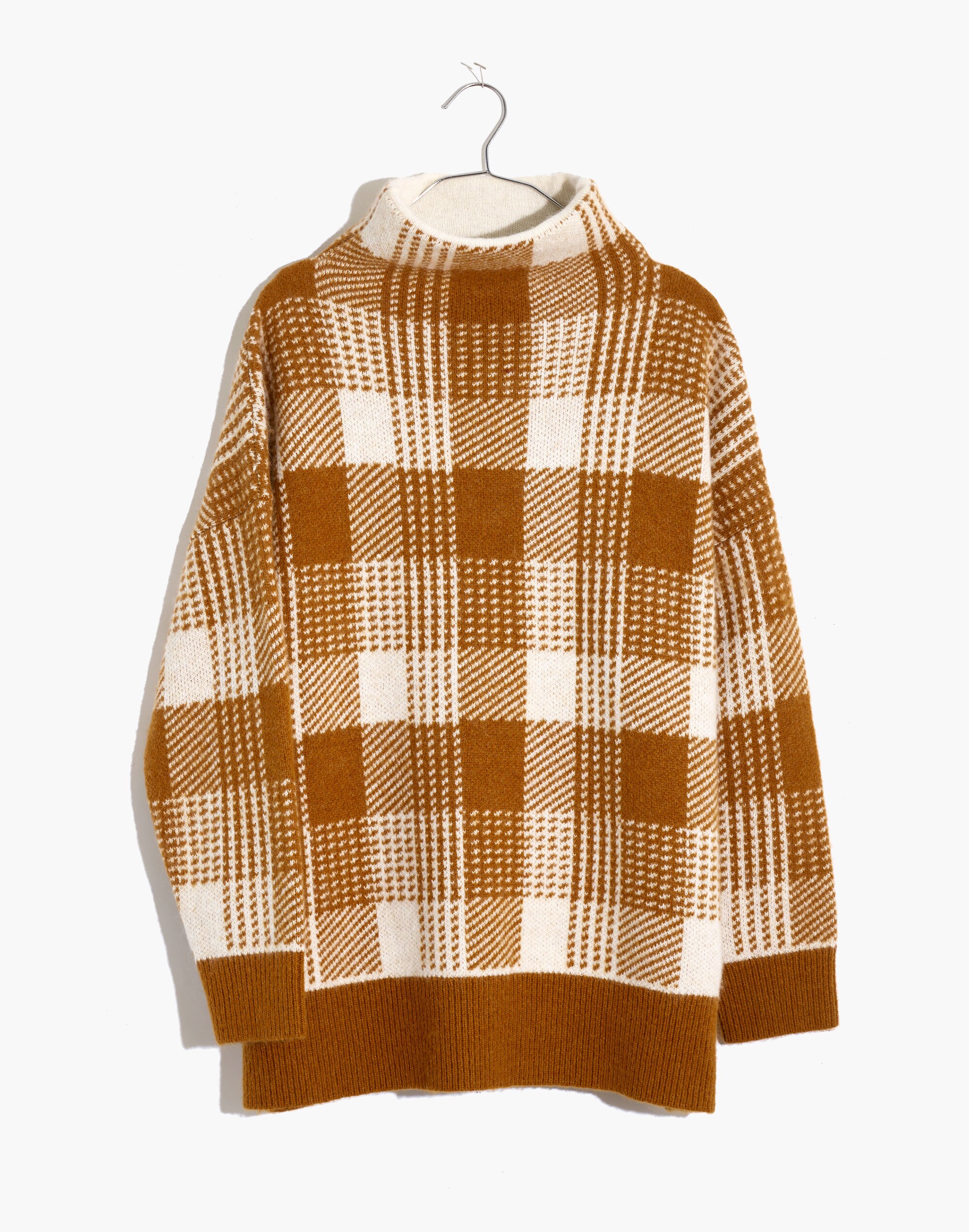 Plaid Mockneck Tunic Sweater