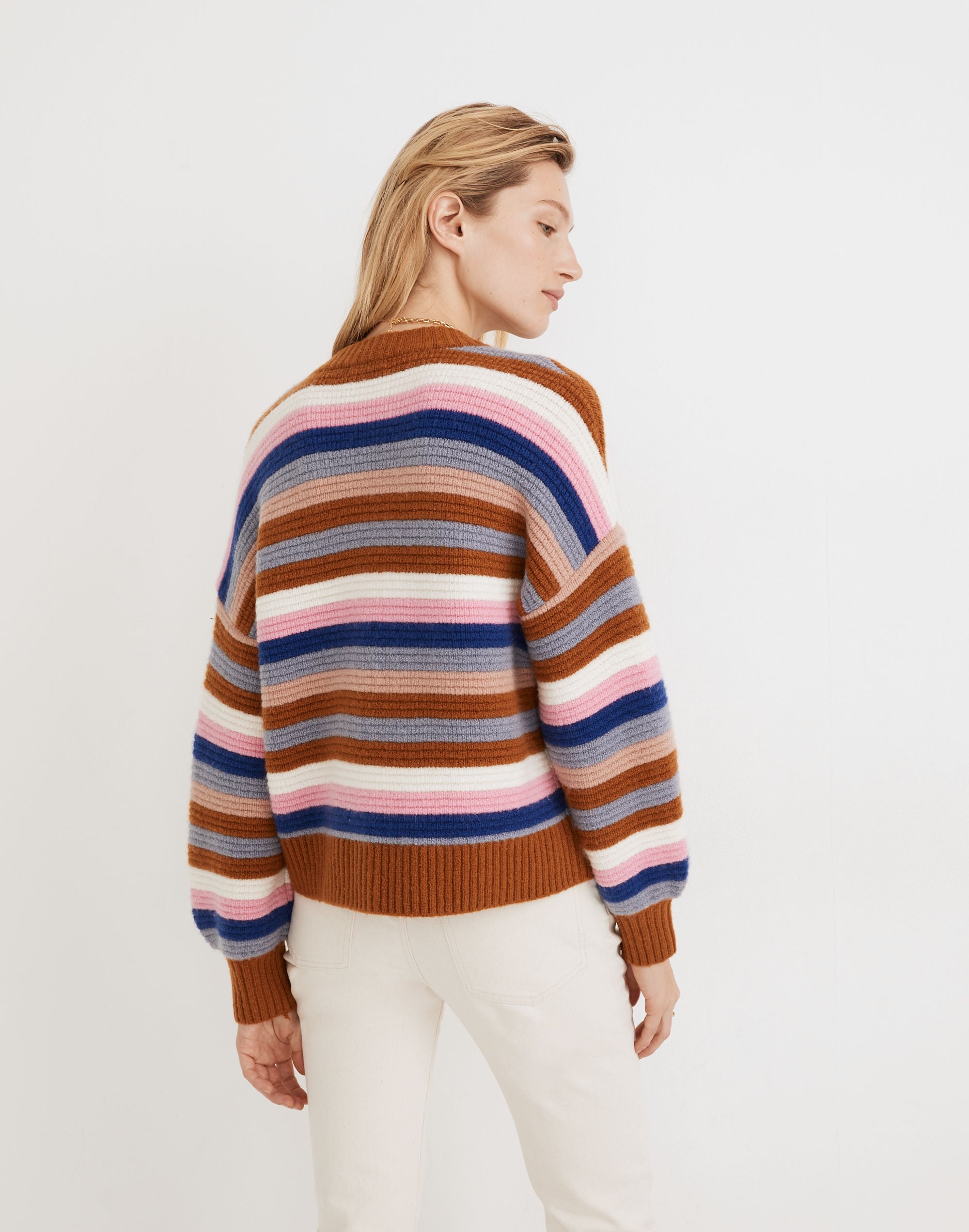 Striped Springview Cardigan Sweater in Coziest Yarn