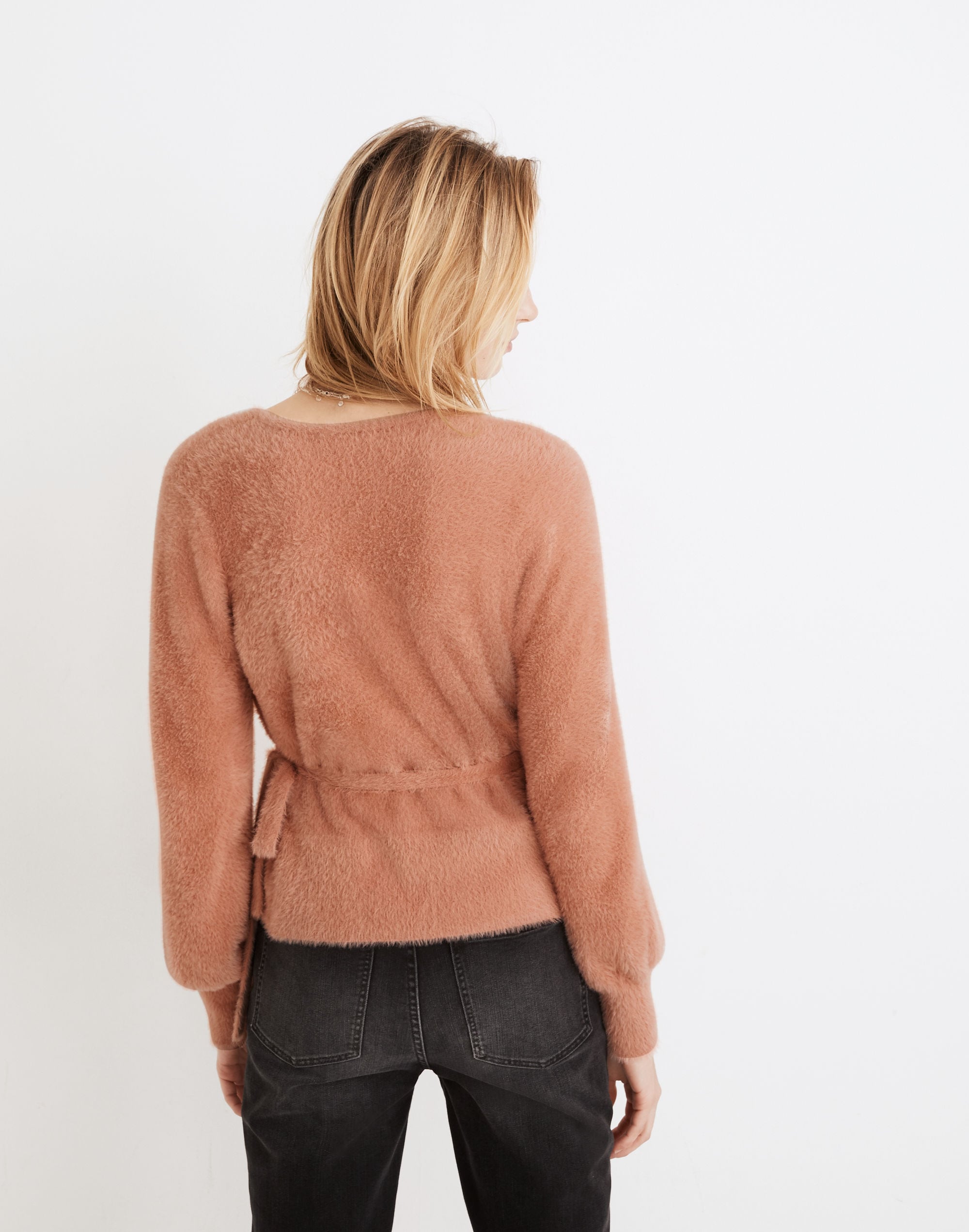 Balloon-Sleeve Wrap Sweater