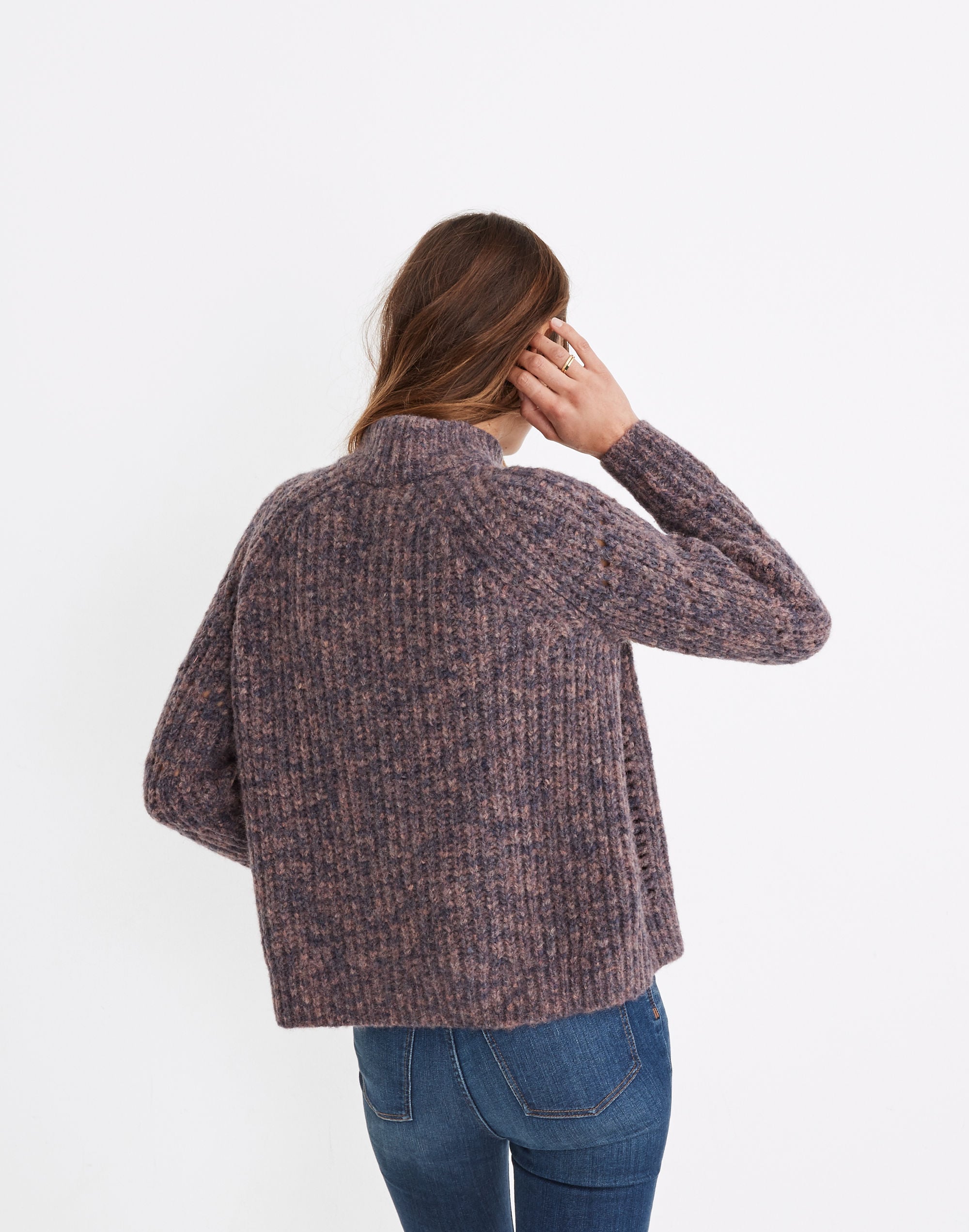 Pointelle Mockneck Pullover Sweater