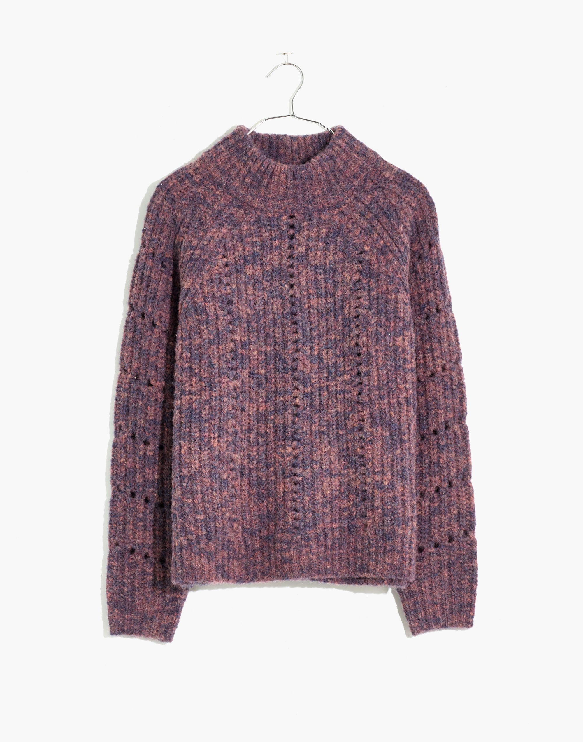 Pointelle Mockneck Pullover Sweater