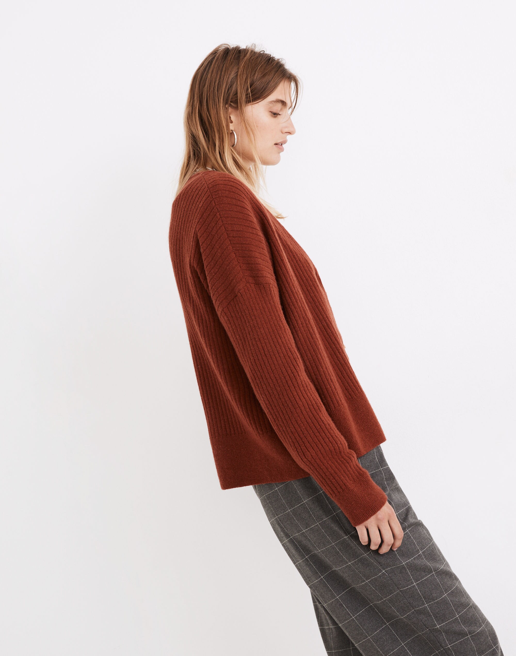 Cameron Ribbed Cardigan Sweater in Coziest Yarn