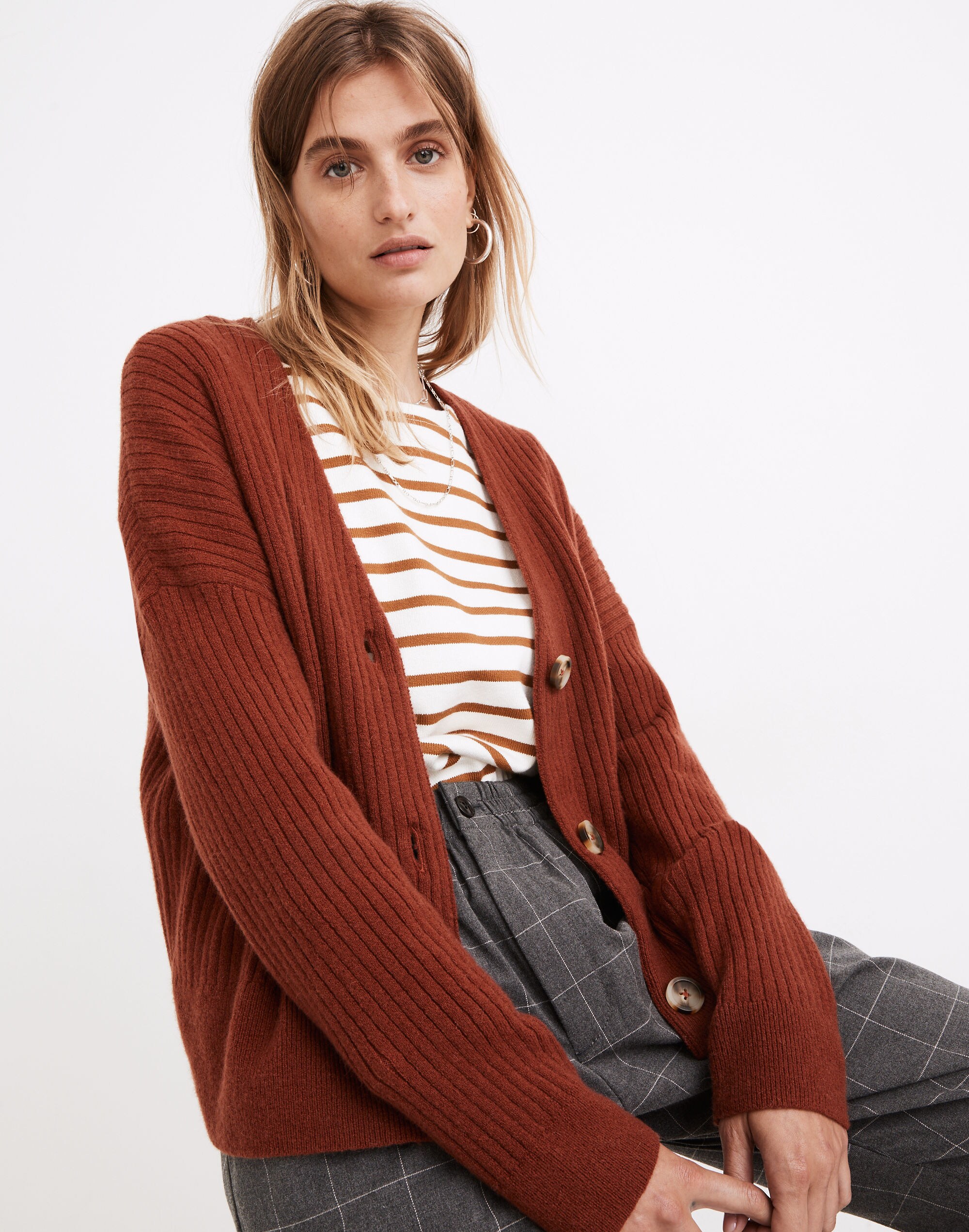 Cameron Ribbed Cardigan Sweater in Coziest Yarn