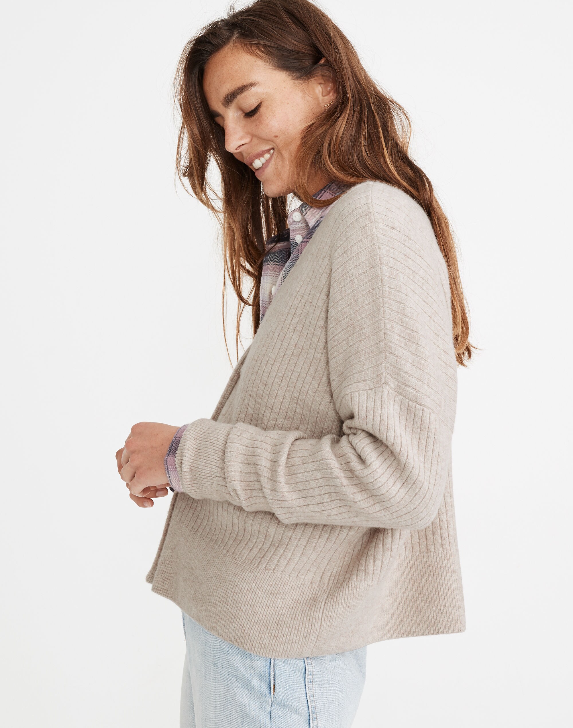 Cameron Ribbed Cardigan Sweater in Coziest Yarn