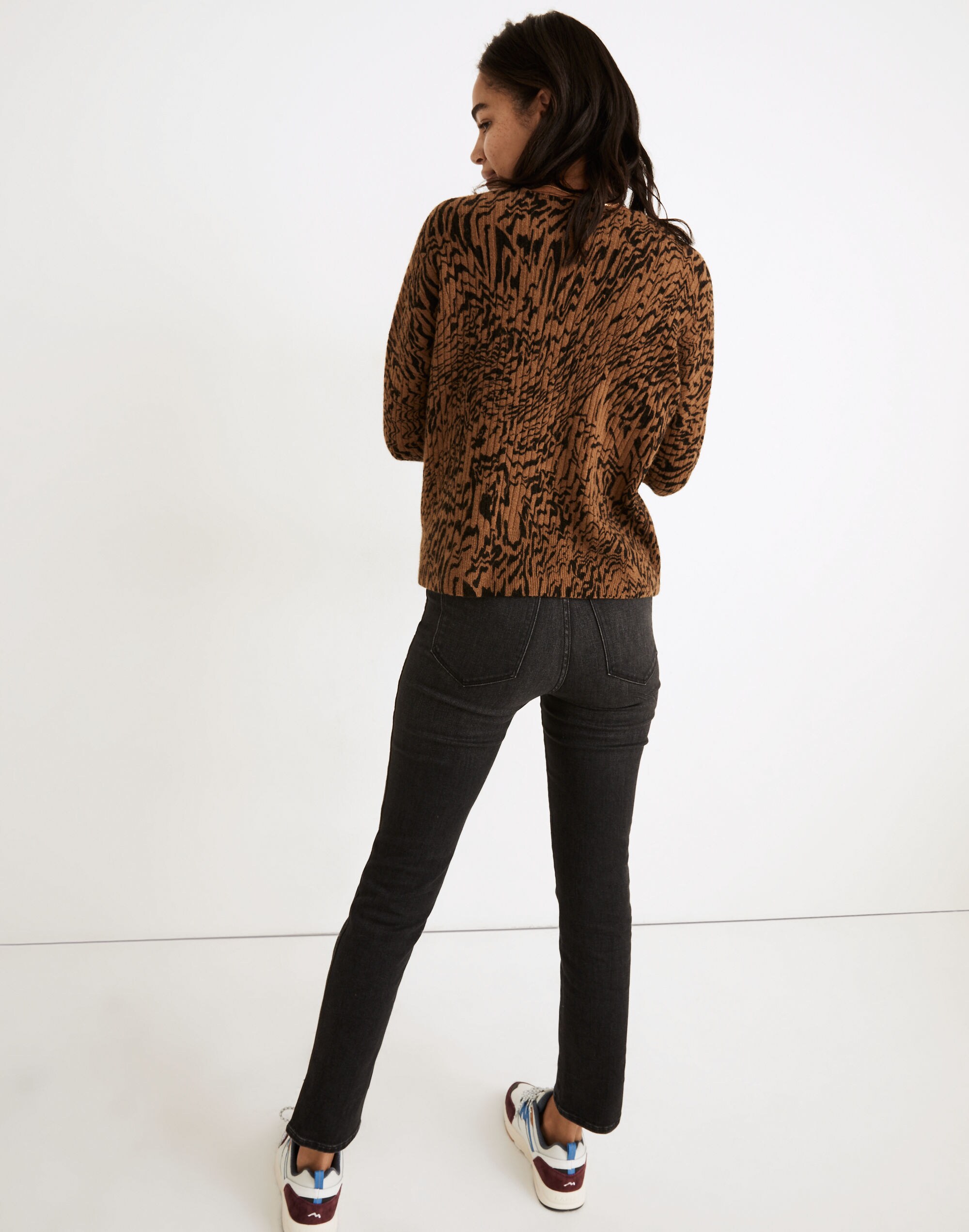 Tigerized Cameron Ribbed Cardigan Sweater in Coziest Yarn
