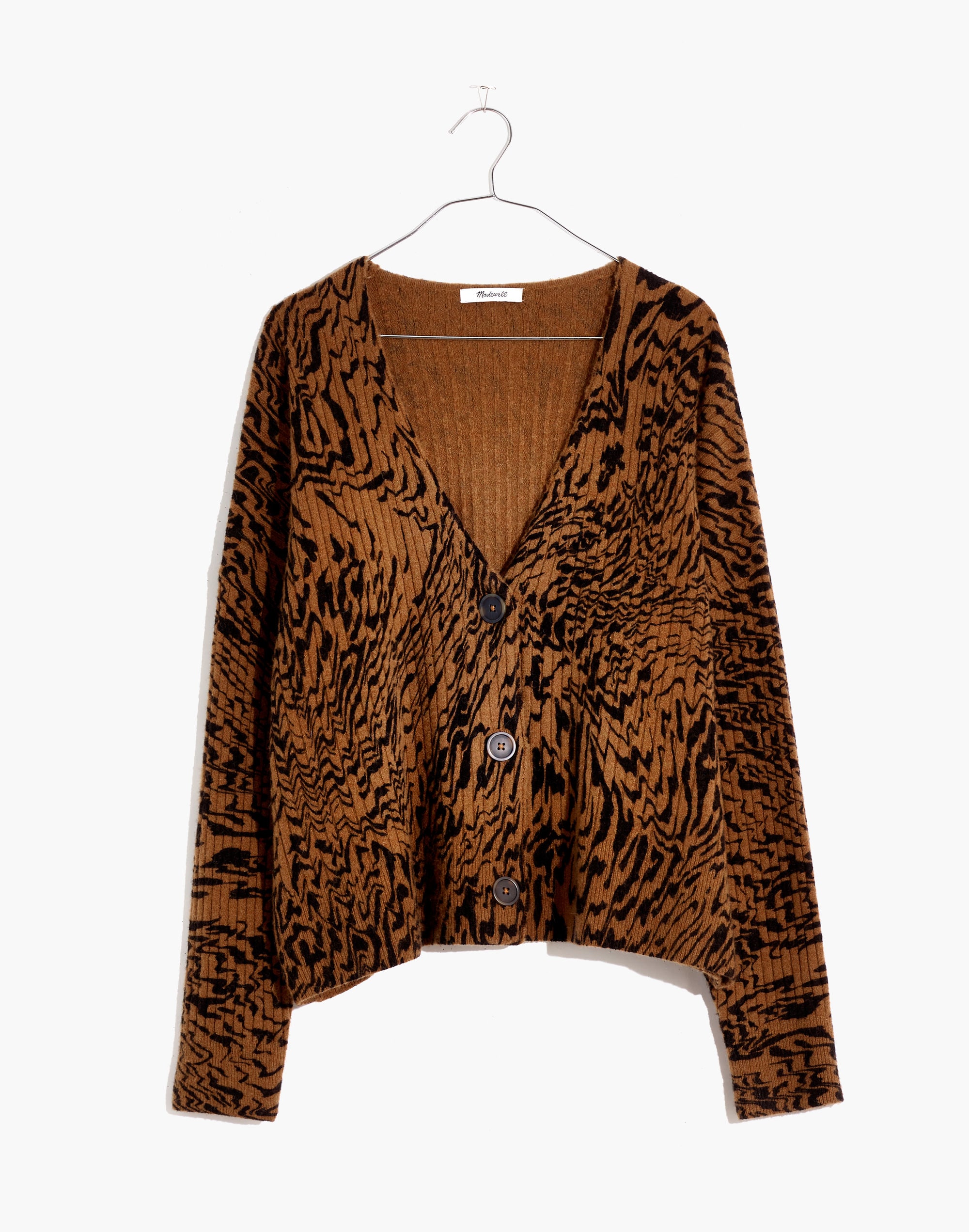 Tigerized Cameron Ribbed Cardigan Sweater in Coziest Yarn