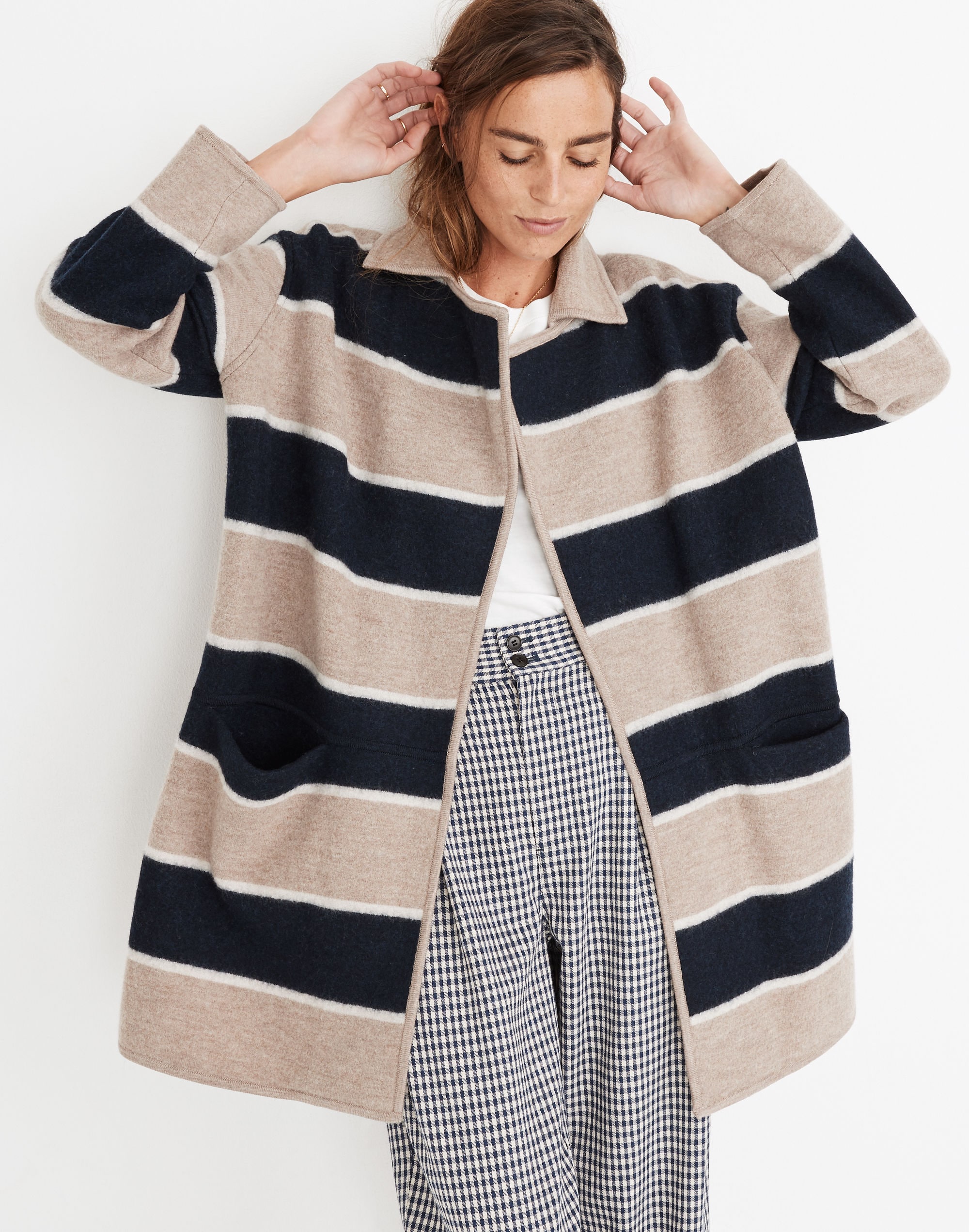 Striped Ballard Sweater Coat