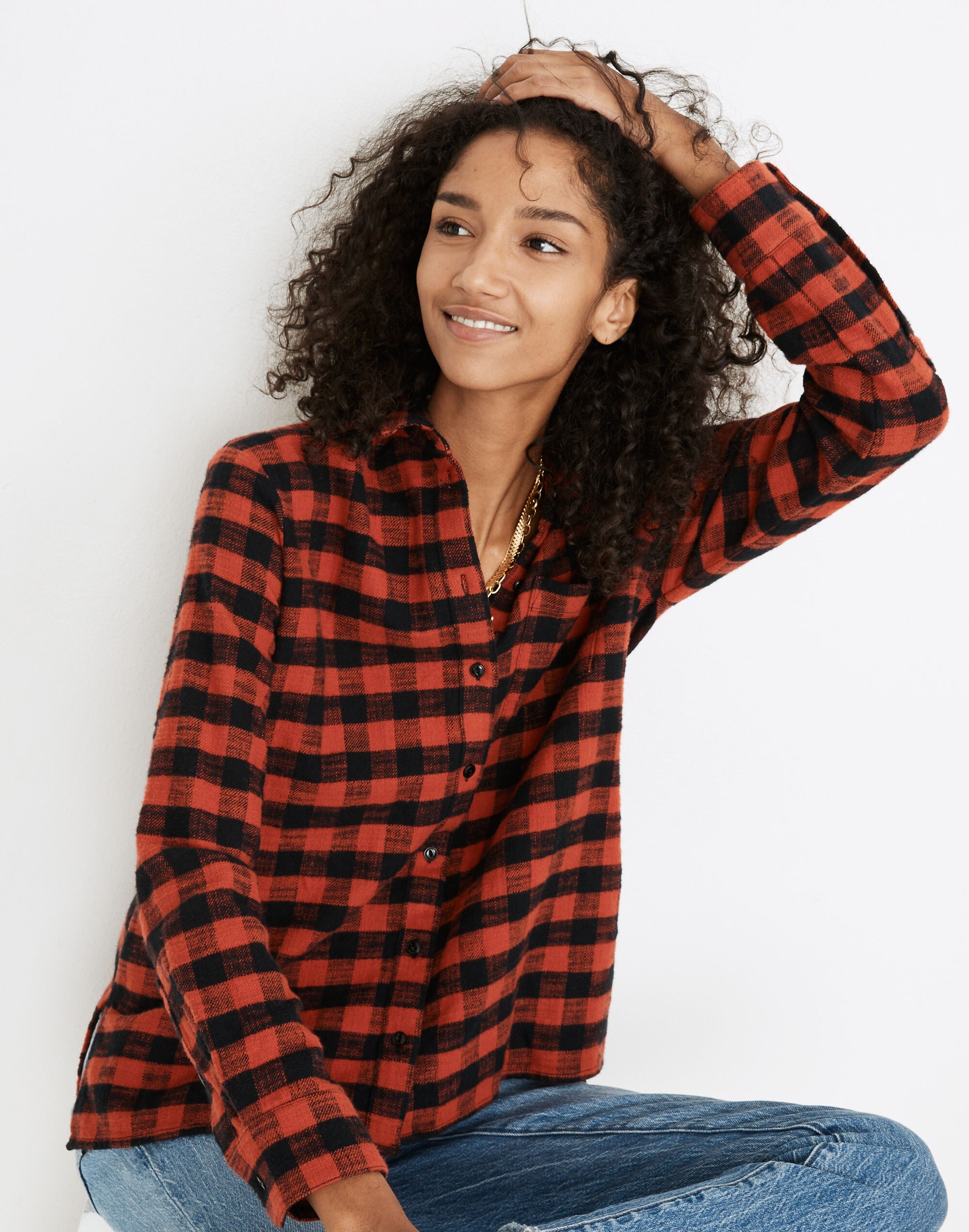 Flannel Oversized Ex-Boyfriend Shirt in Buffalo Check