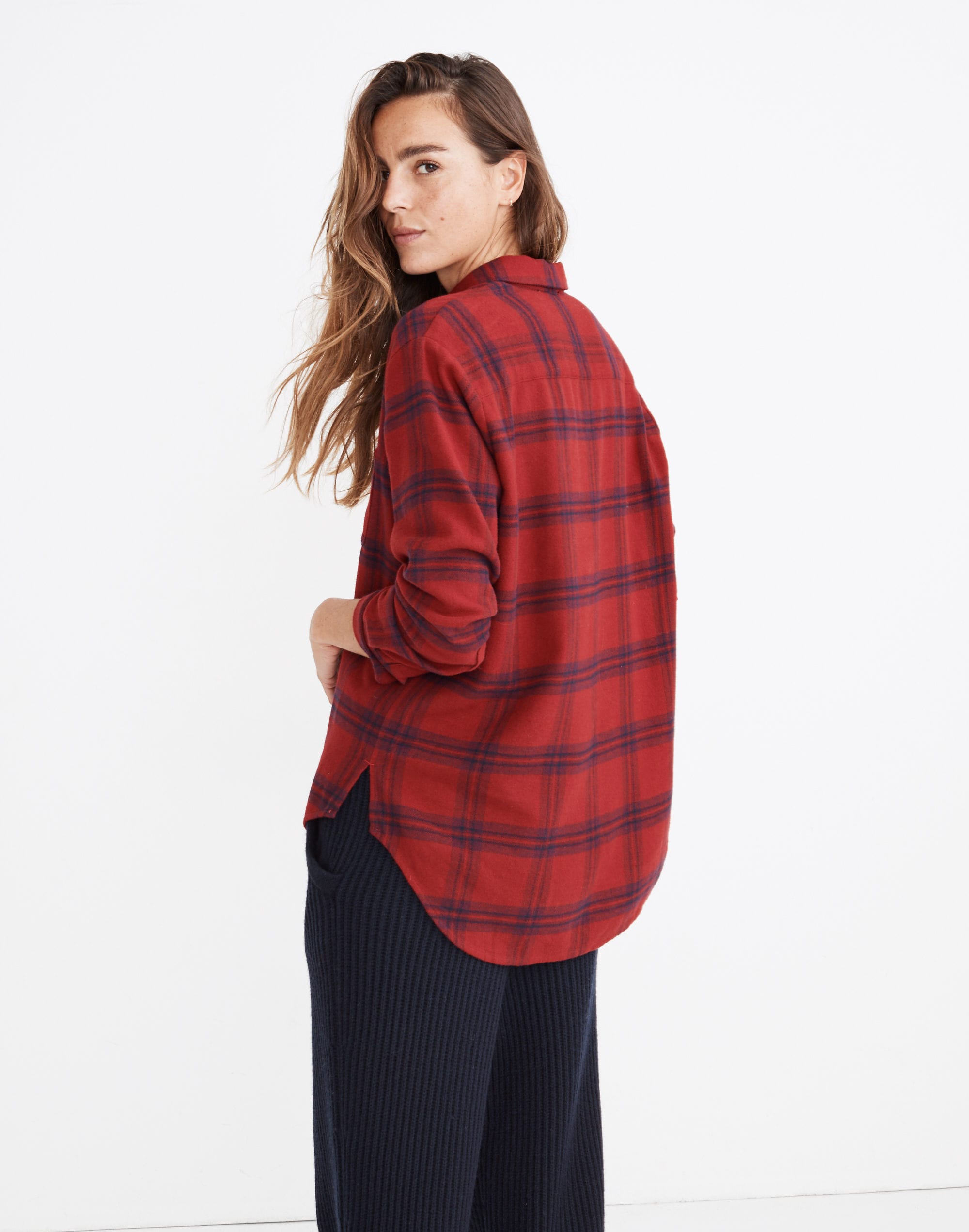 Flannel Oversized Ex-Boyfriend Shirt in Windowpane
