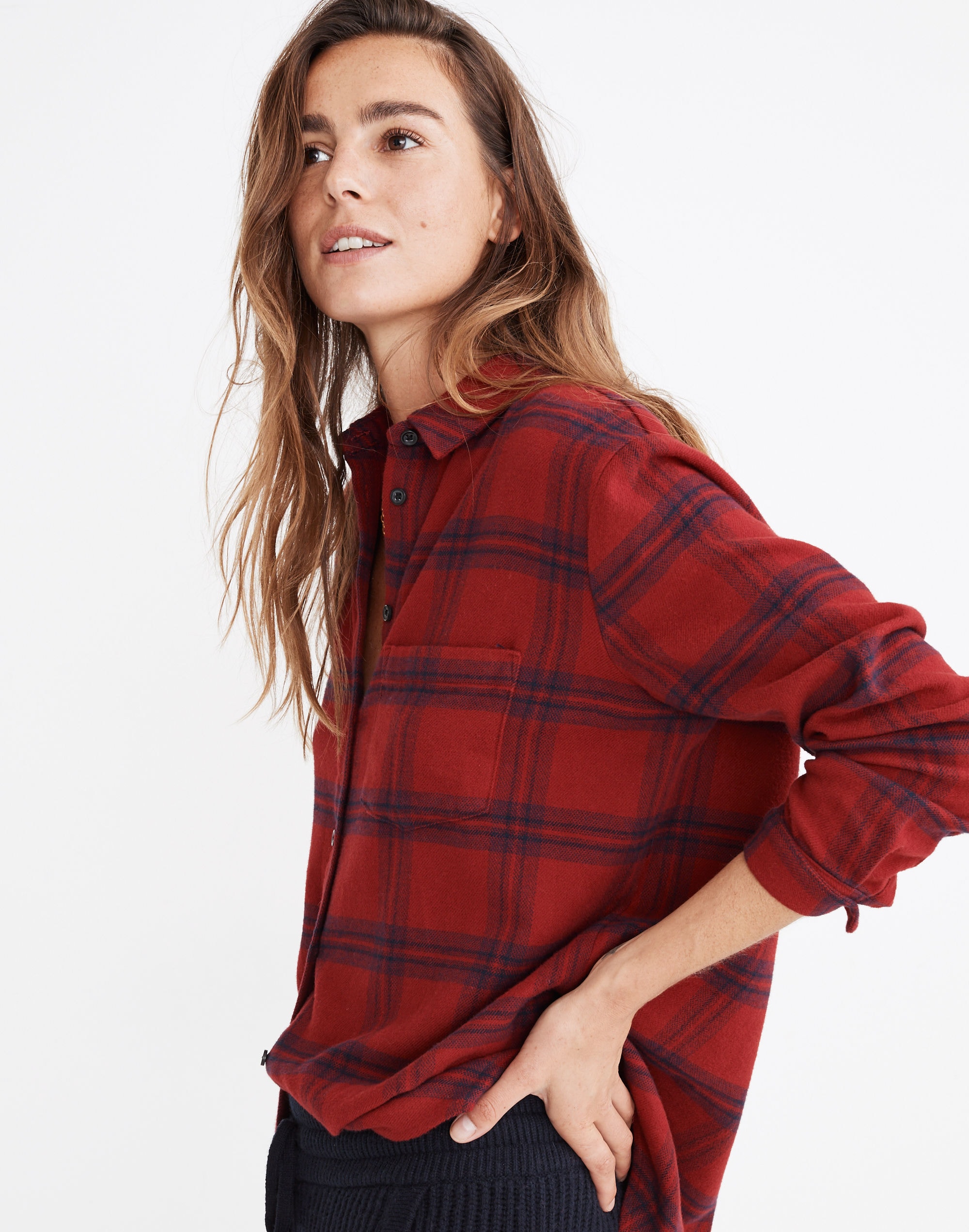 Flannel Oversized Ex-Boyfriend Shirt in Windowpane