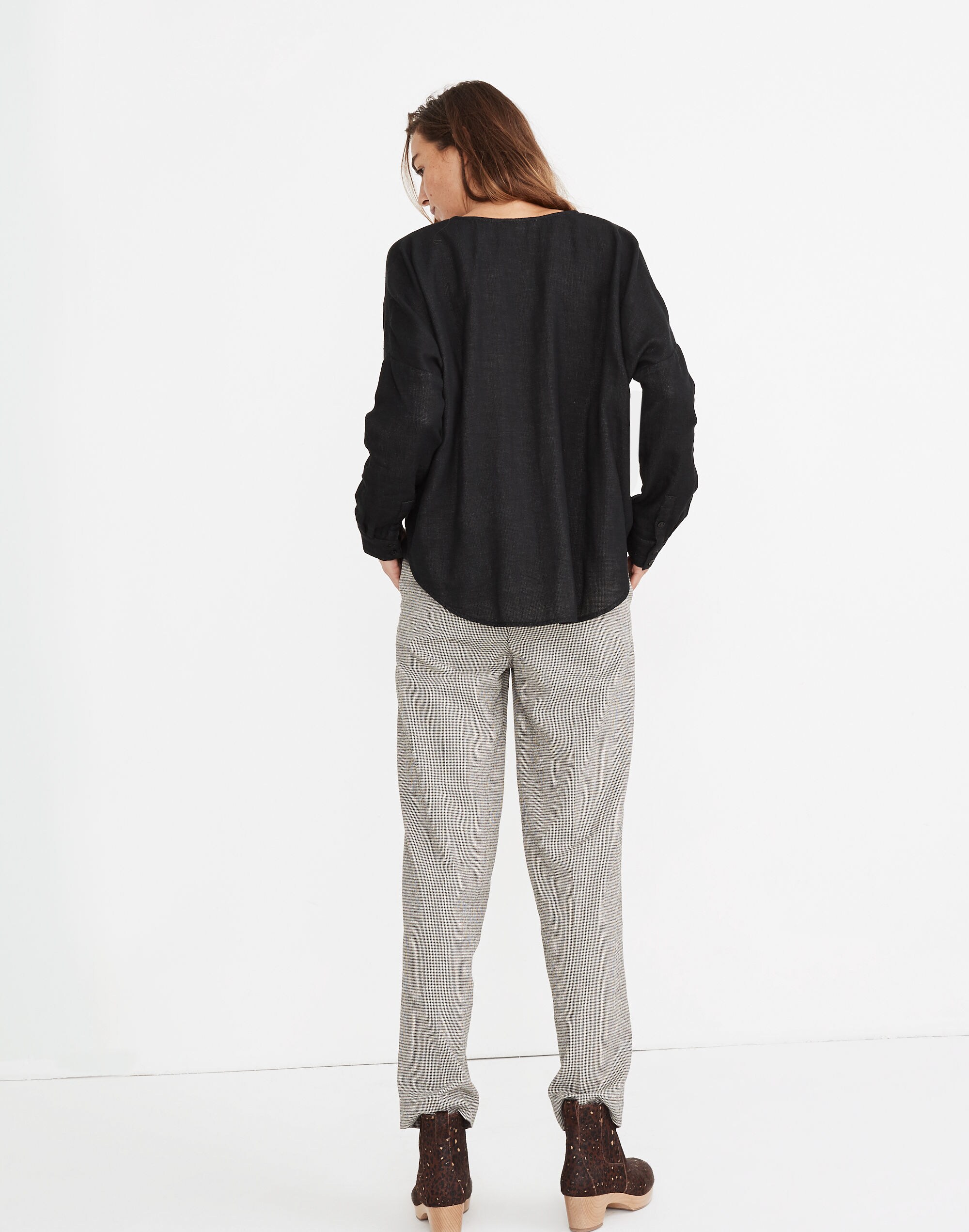 Double-Faced Henley Cocoon Top