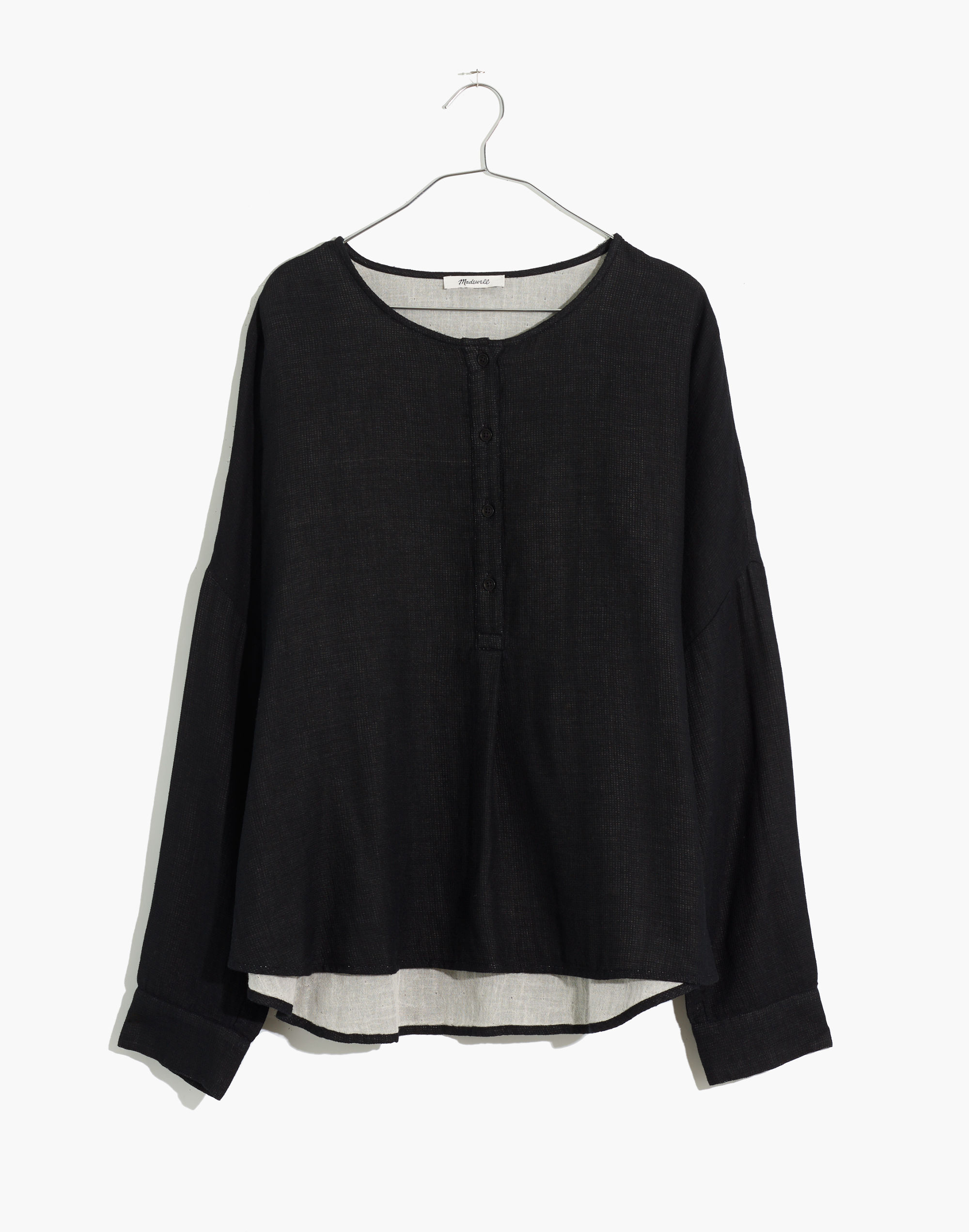 Double-Faced Henley Cocoon Top