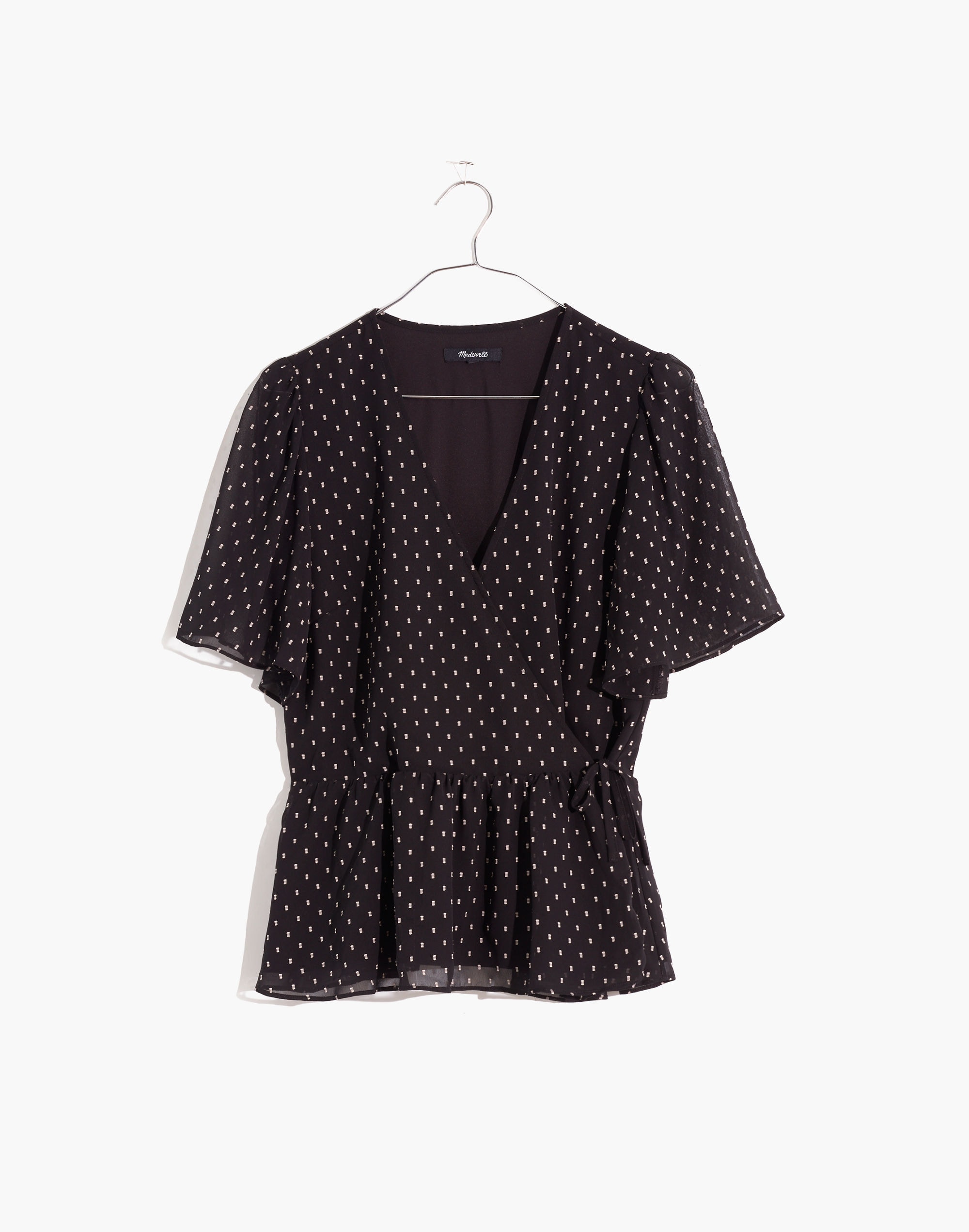 Flutter-Sleeve Peplum Top in Clipdot