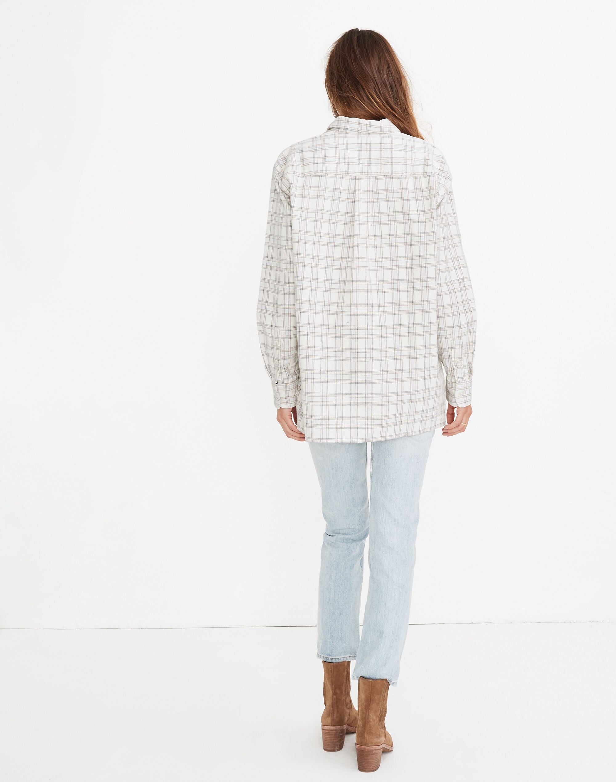Corduroy Oversized Ex-Boyfriend Shirt in Lombard Plaid