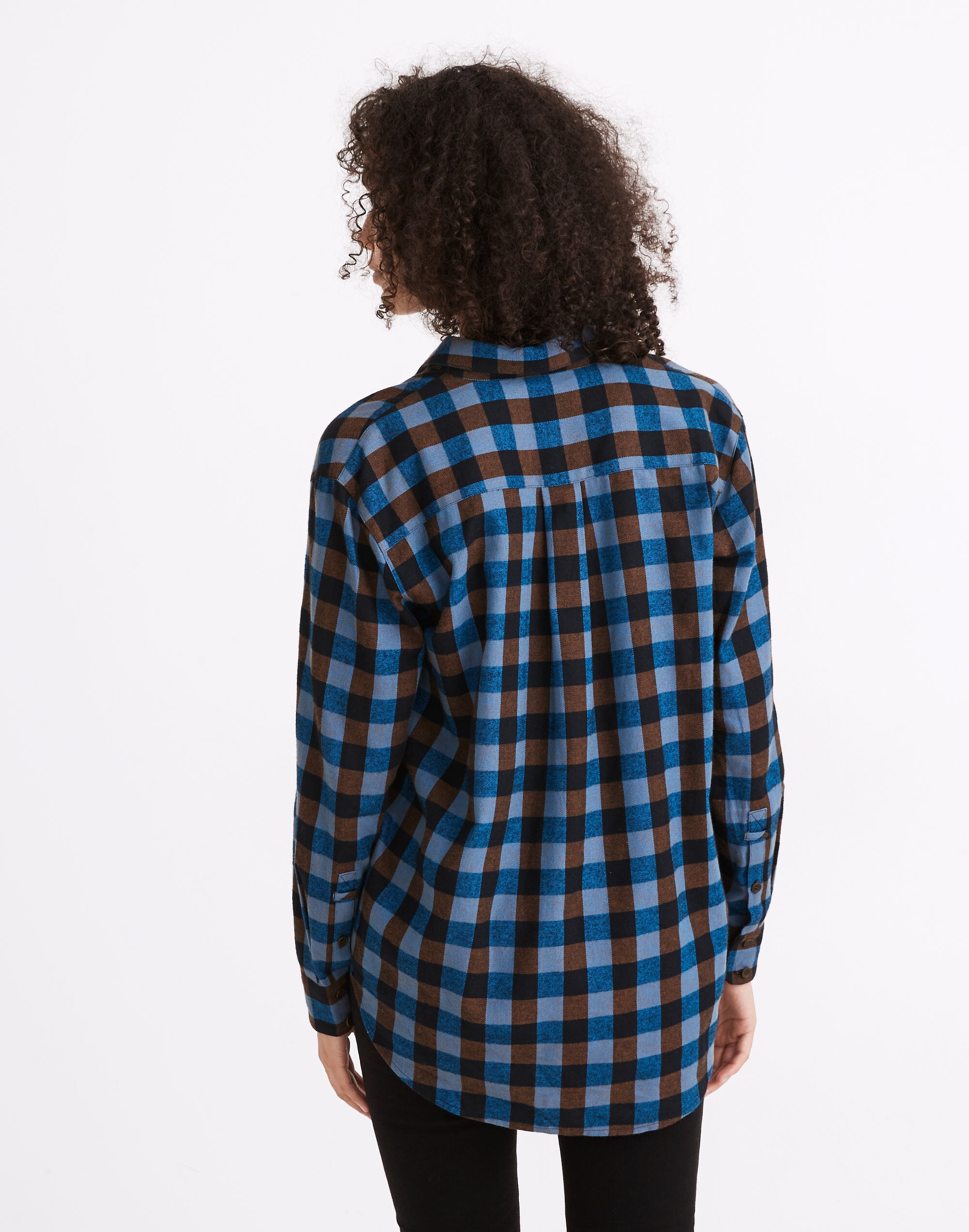 Flannel Drop-Shoulder Popover Top in Buffalo Check