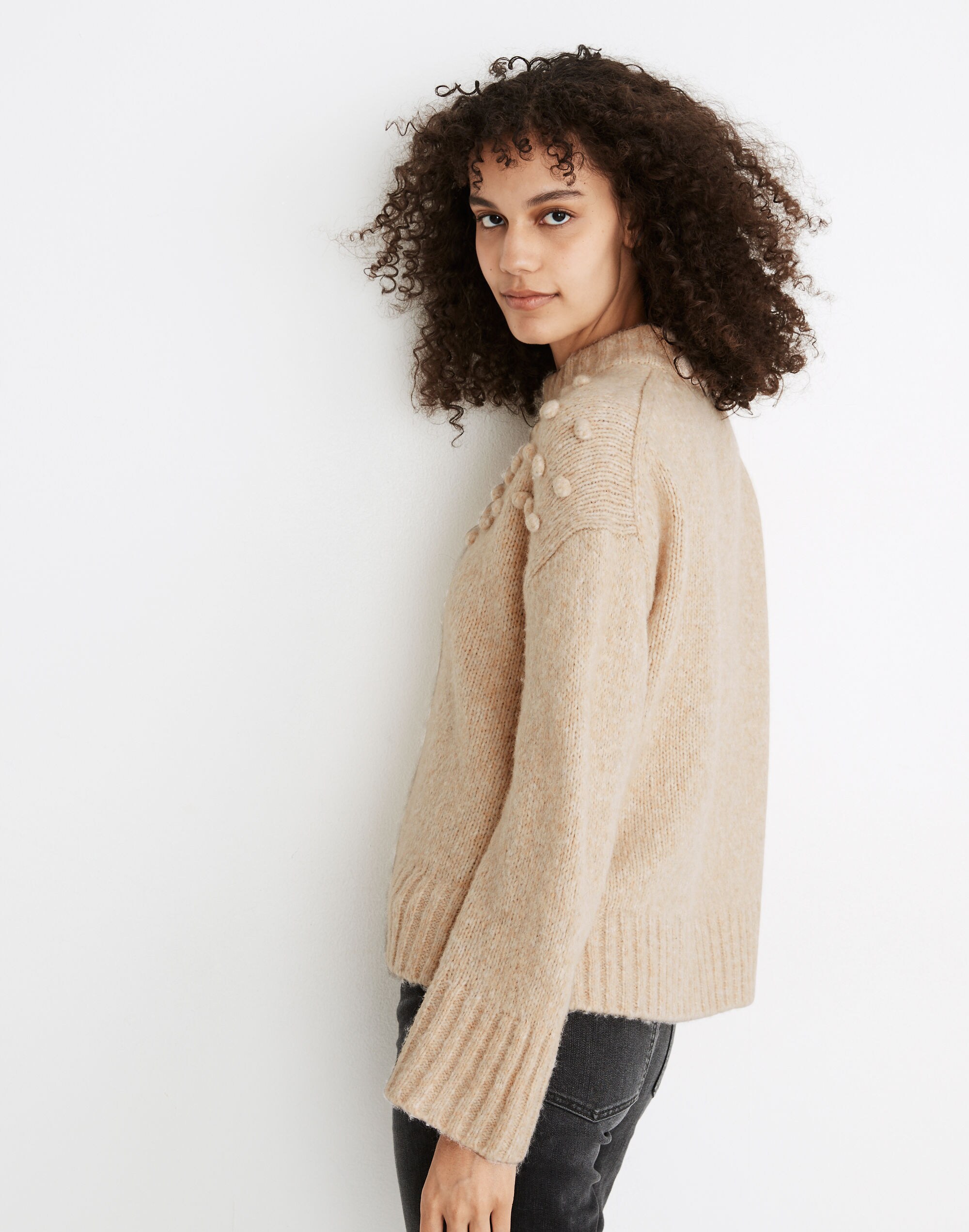 Placed Bobble Mockneck Sweater