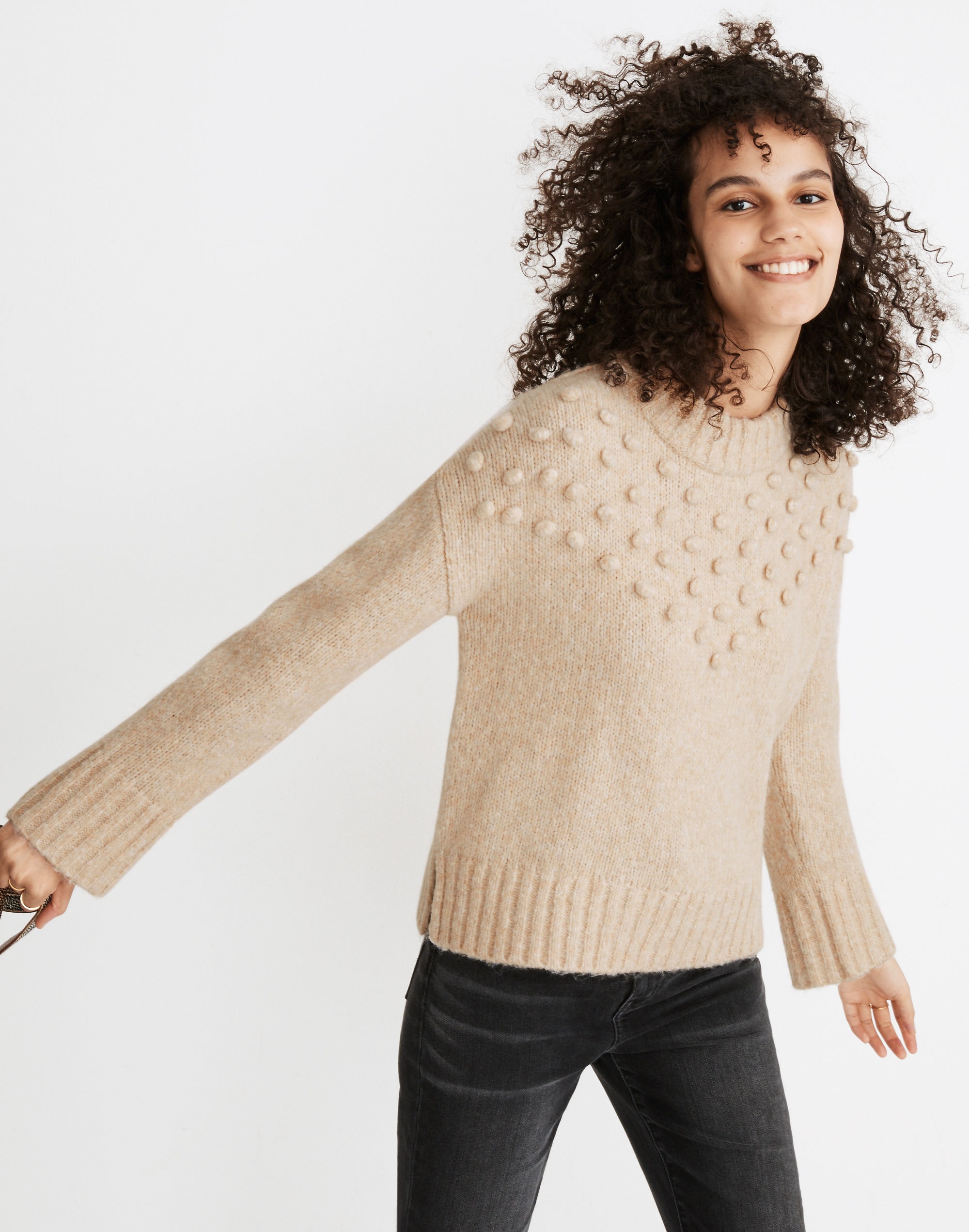 Placed Bobble Mockneck Sweater