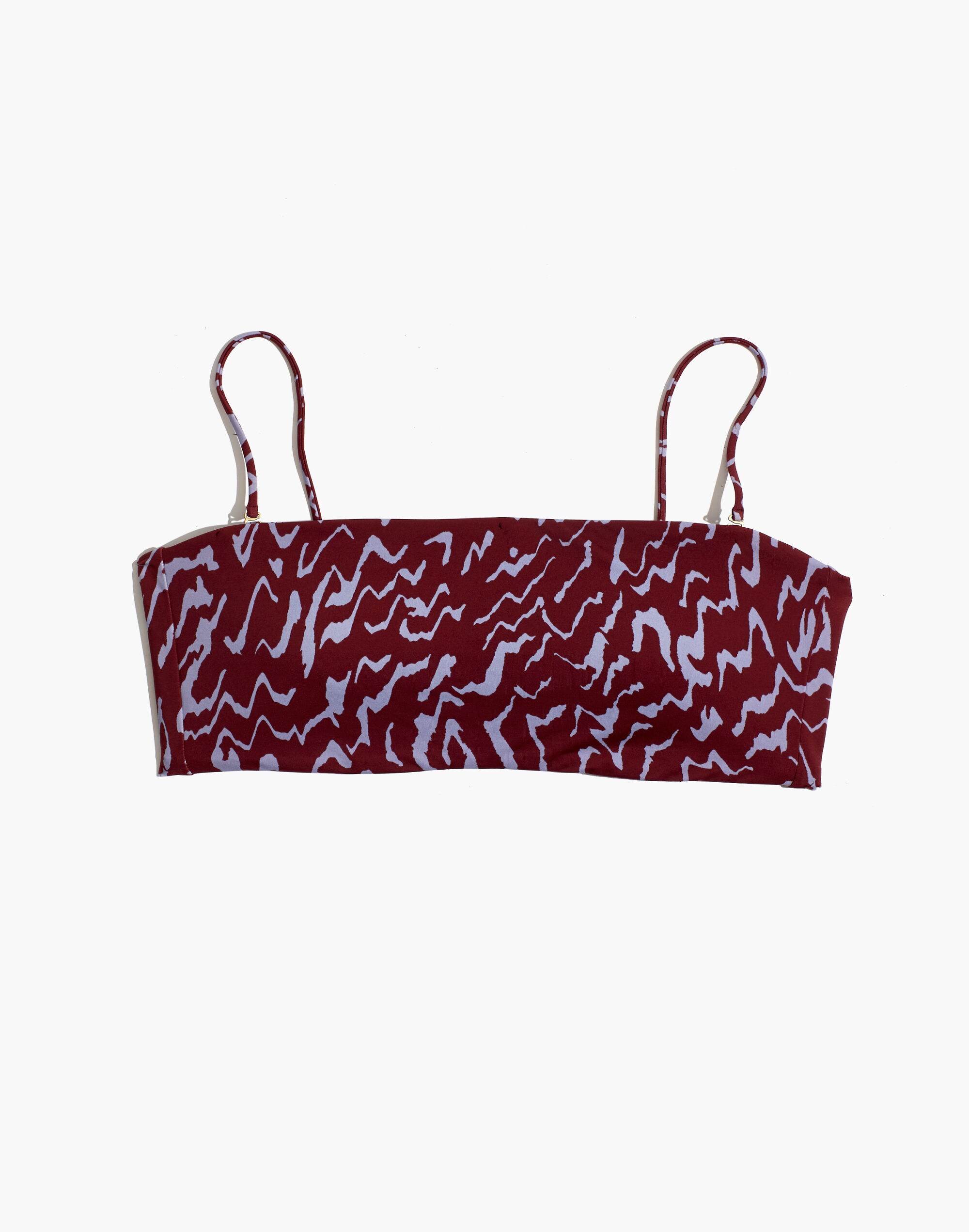 Madewell Second Wave Spaghetti-Strap Bandeau Bikini Top in Tigerized Print