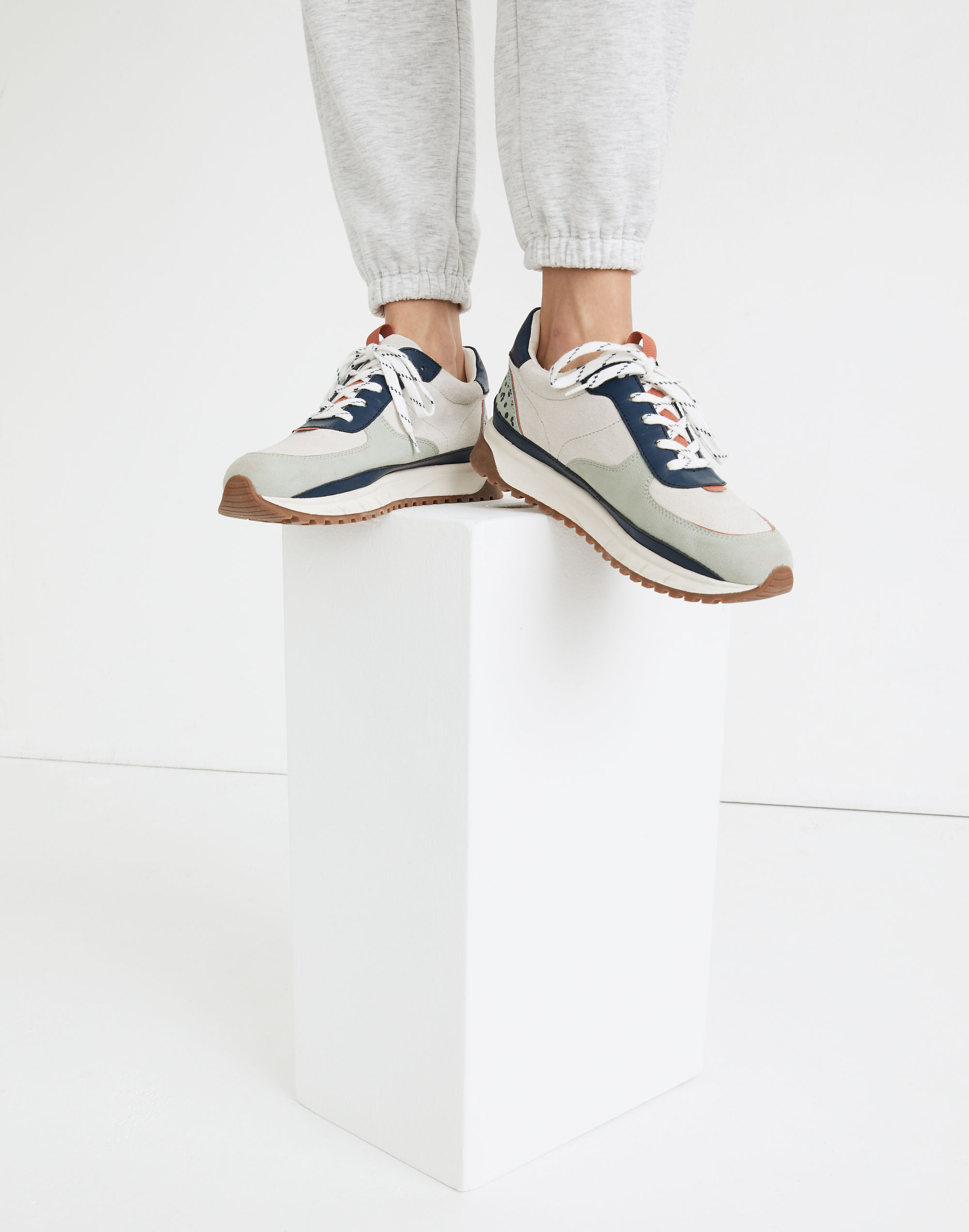 Kickoff Trainer Sneakers in Colorblock Suede and Nubuck Leather