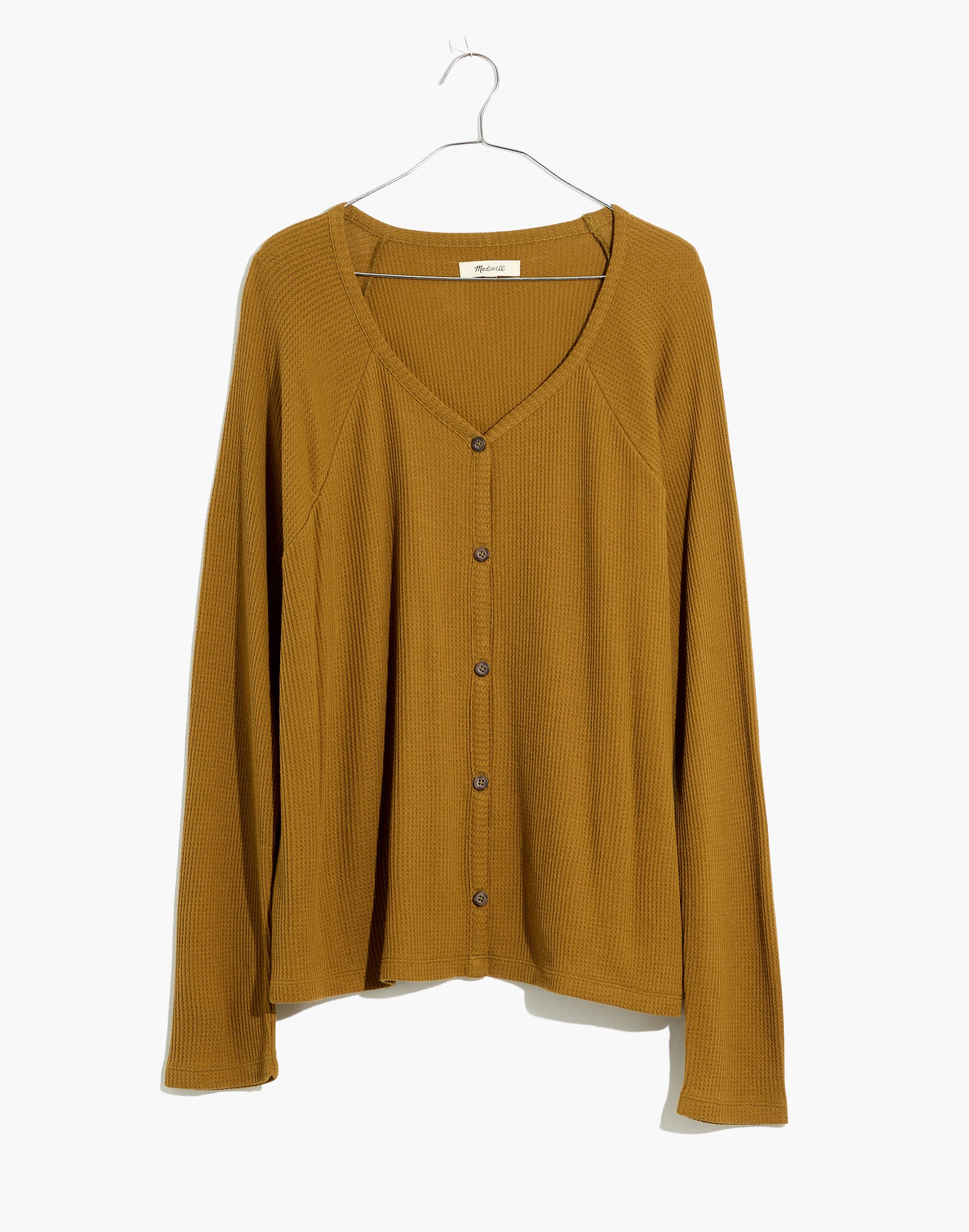 Waffle Knit Button-Front Pajama Top