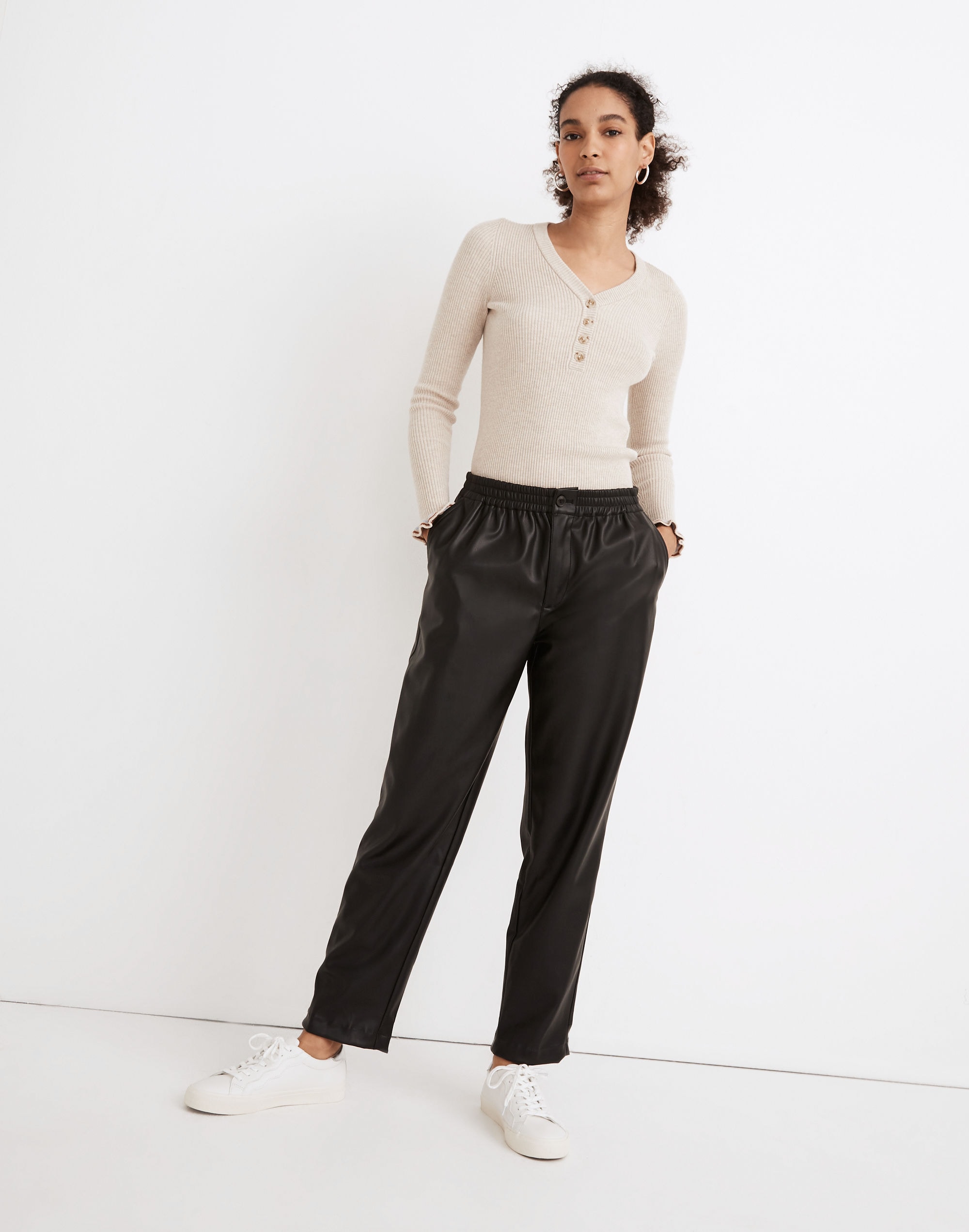 vegan leather track trousers