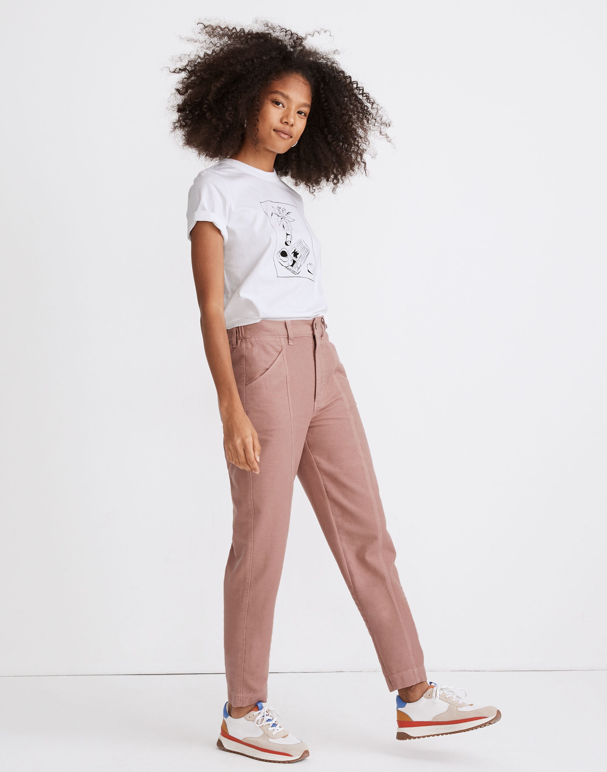 Moleskin High-Rise Seamed Tapered Pants