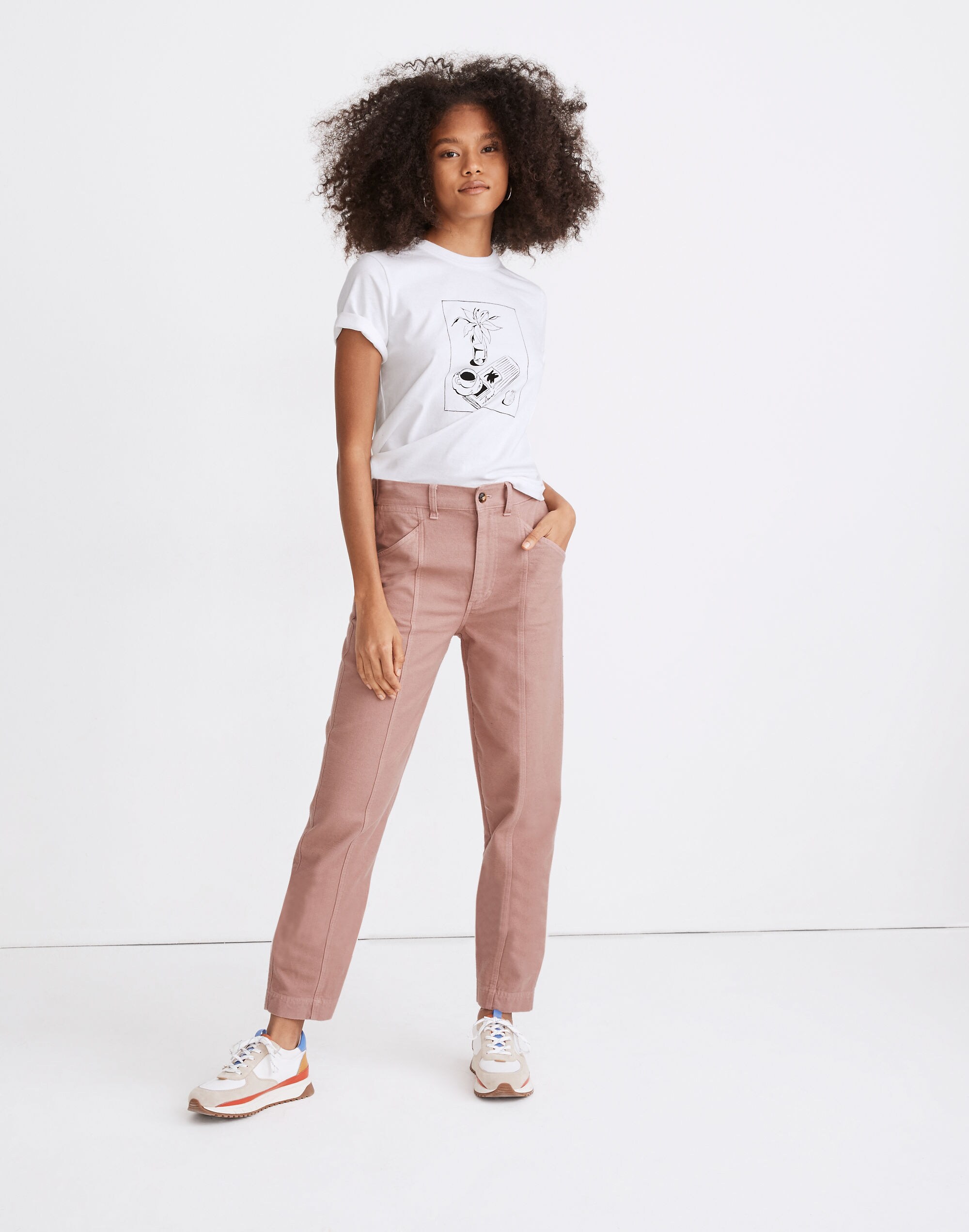 Moleskin High-Rise Seamed Tapered Pants