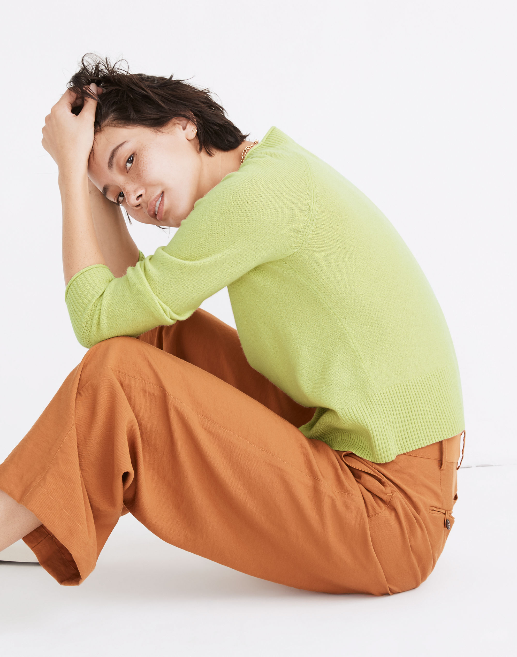 (Re)sponsible Cashmere Roll-Trim Pullover Sweater