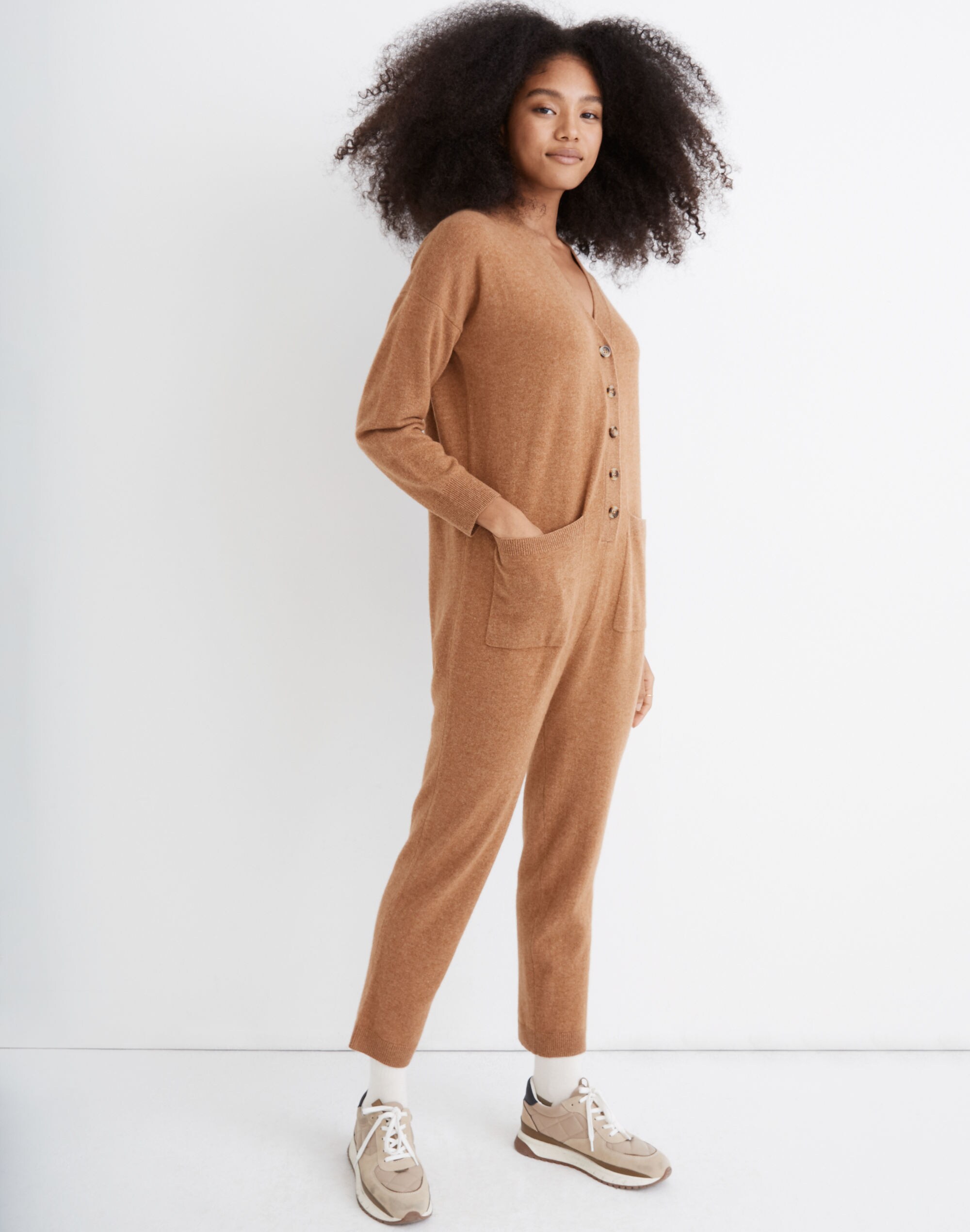 Cashmere Button-Front Jumpsuit