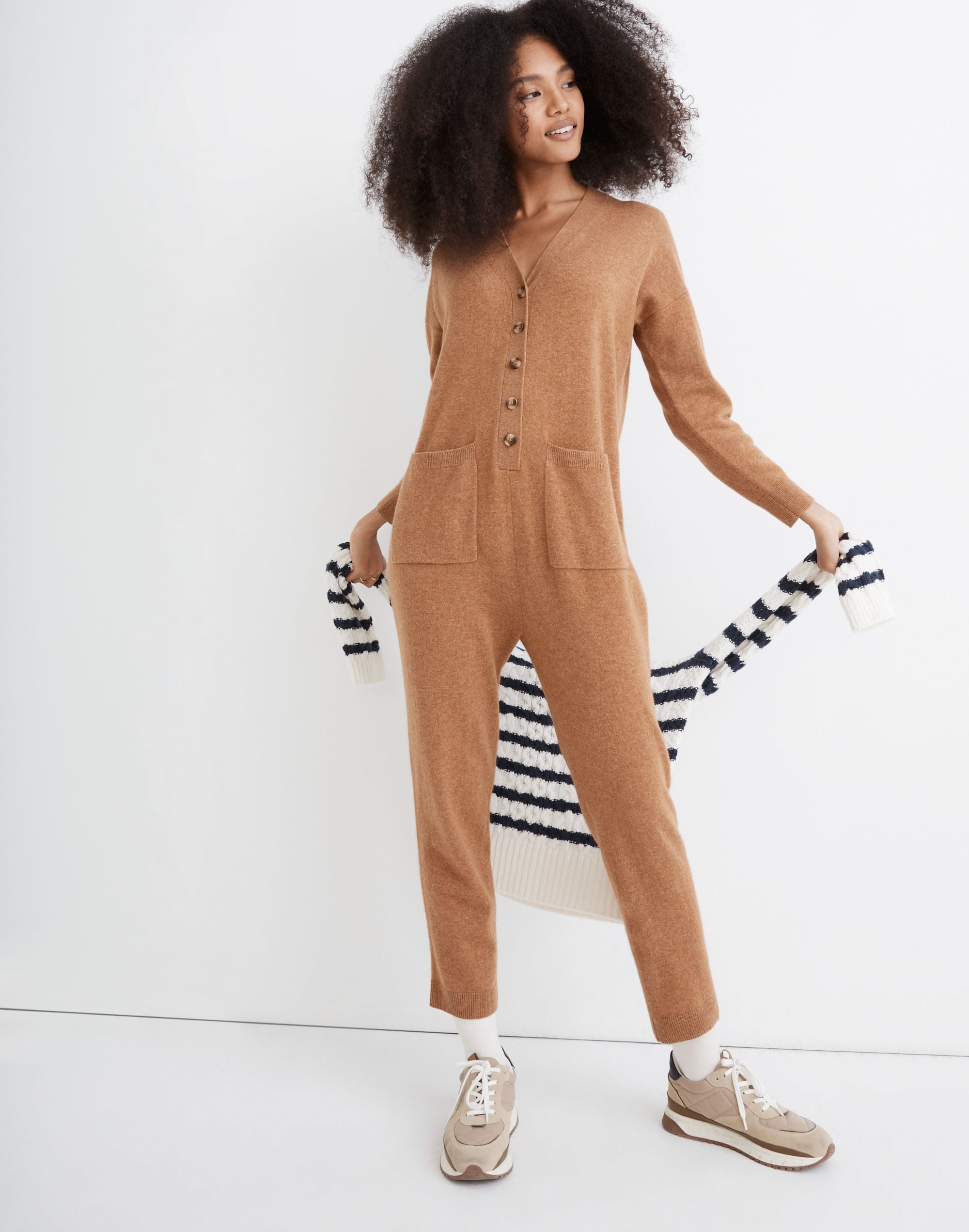 Cashmere Button-Front Jumpsuit