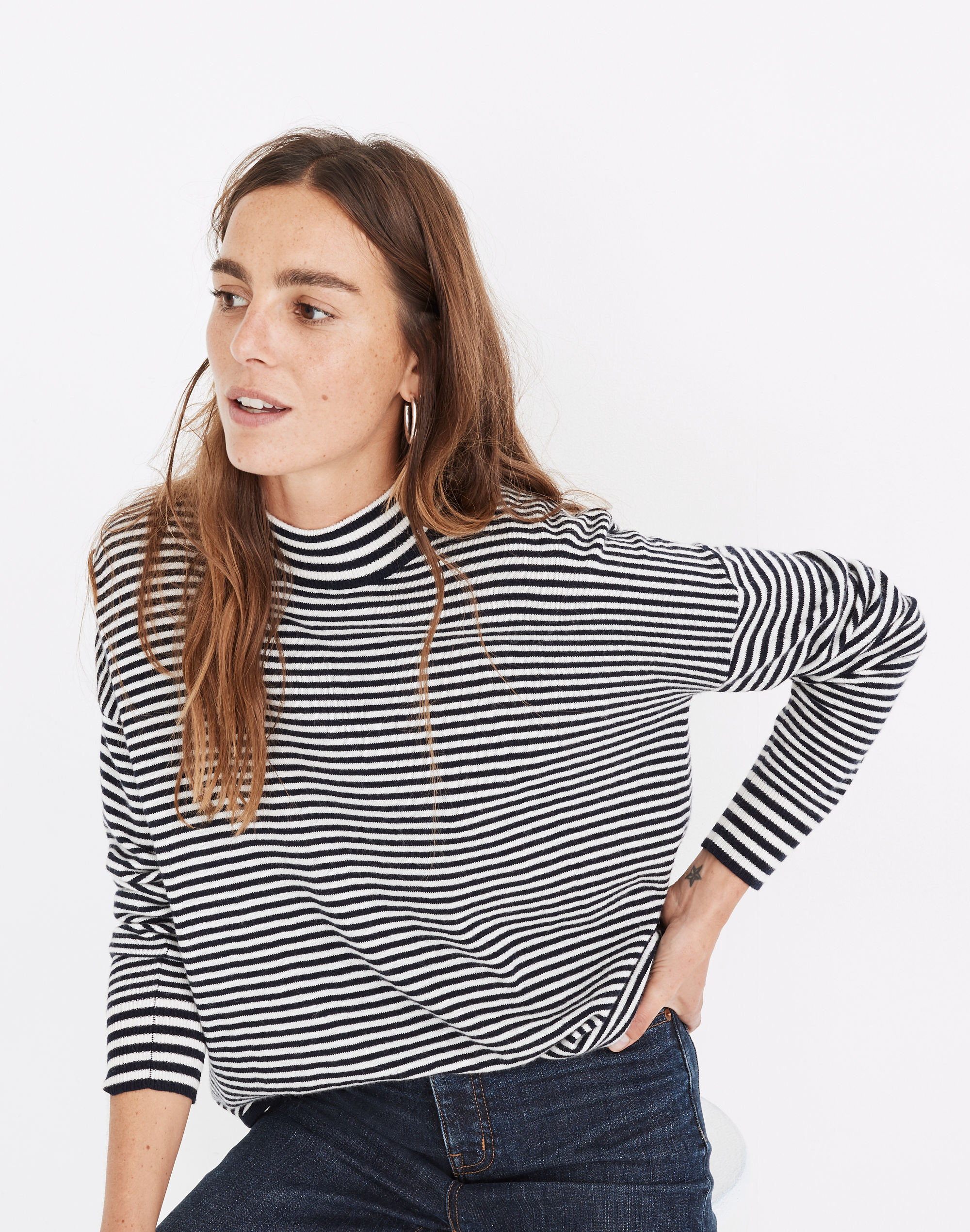 stripe-mix ashbury mockneck sweater