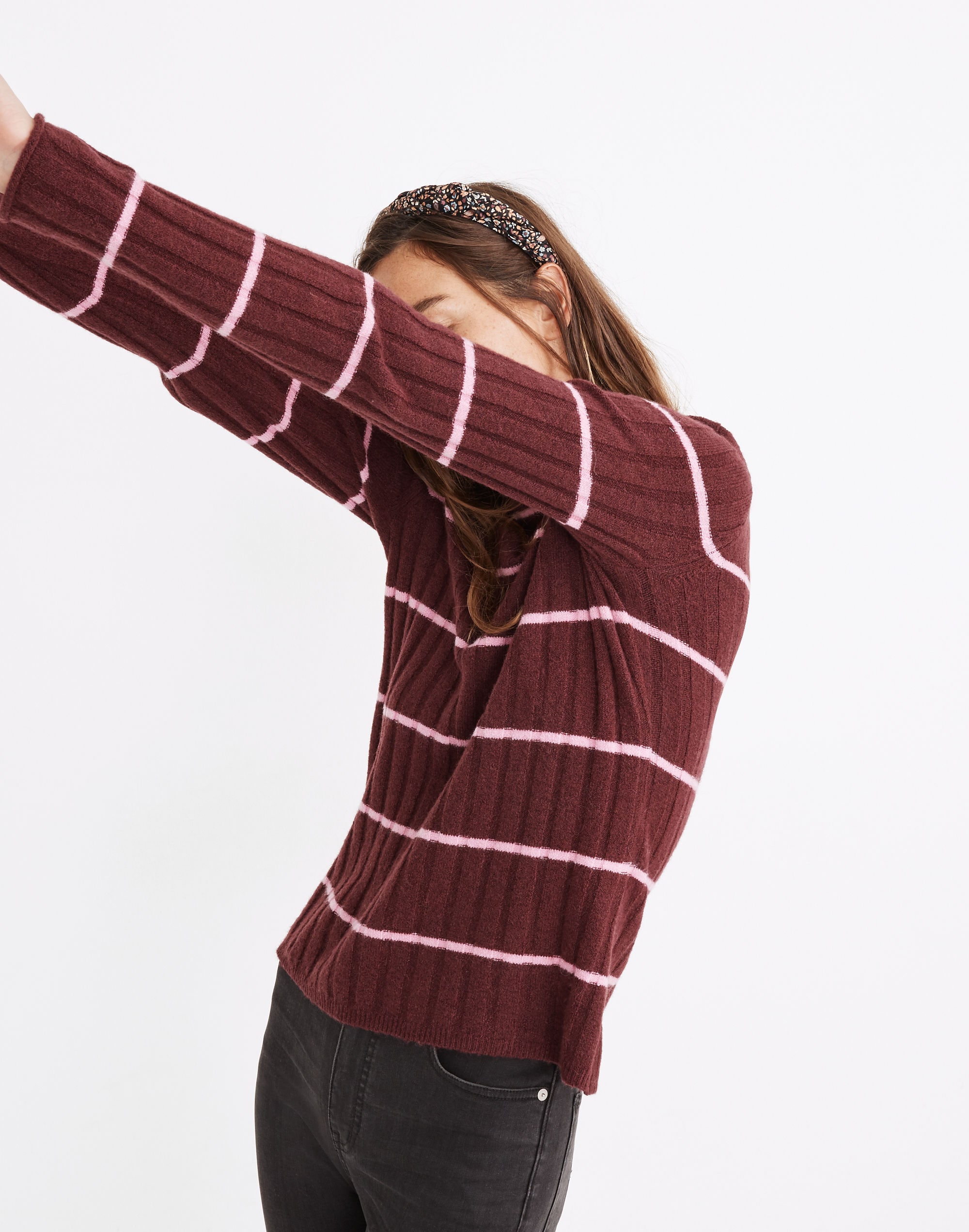 striped evercrest turtleneck sweater in coziest yarn