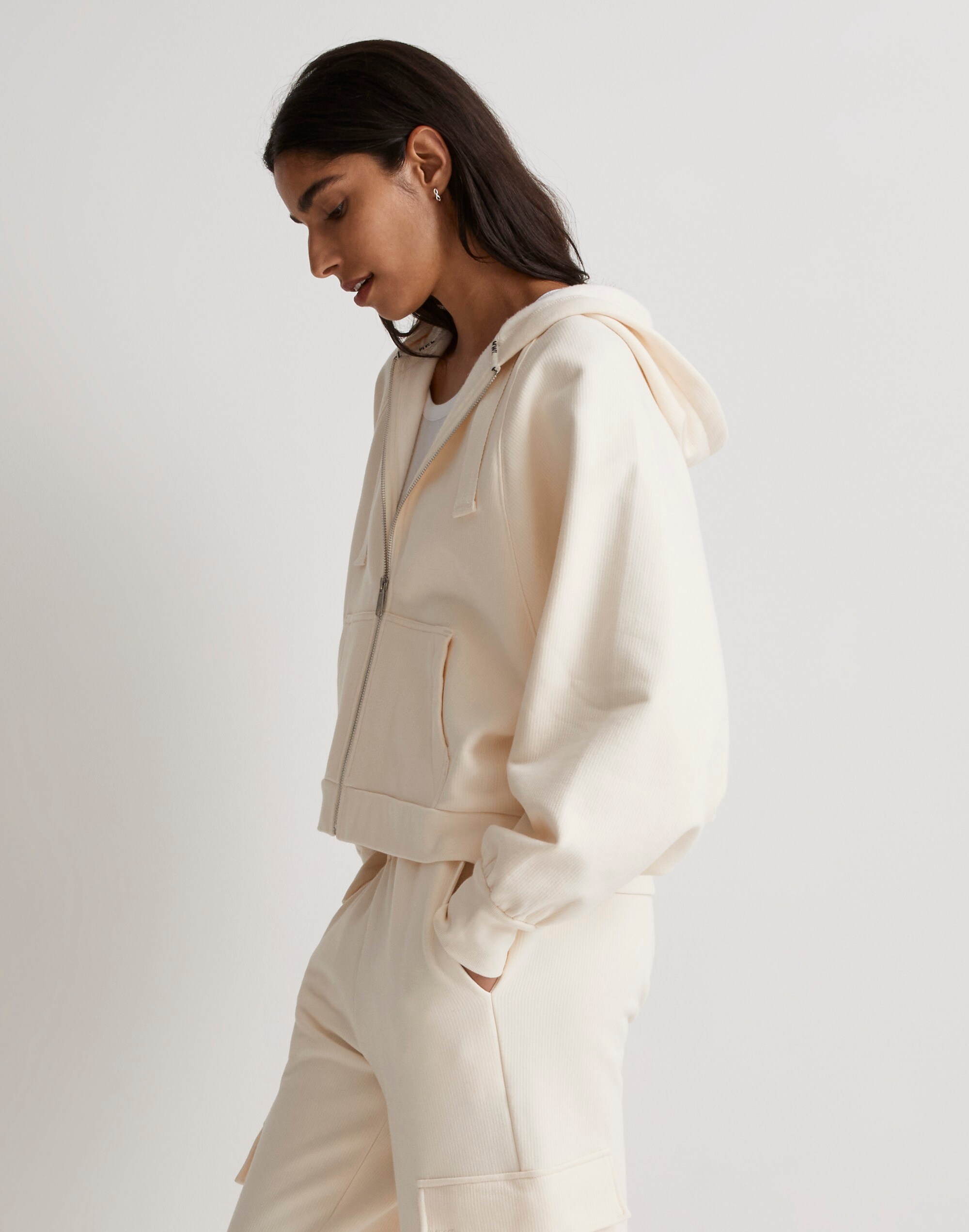 Ribbed Cocoon Hoodie Sweatshirt