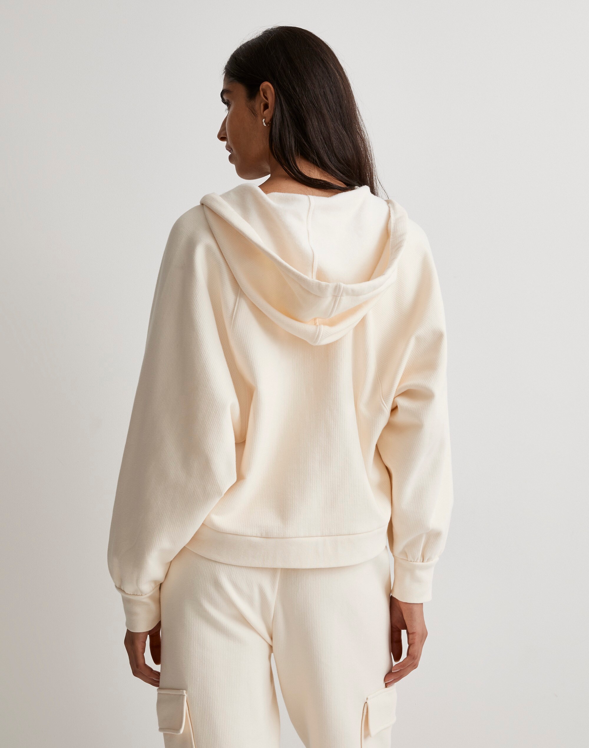 Ribbed Cocoon Hoodie Sweatshirt