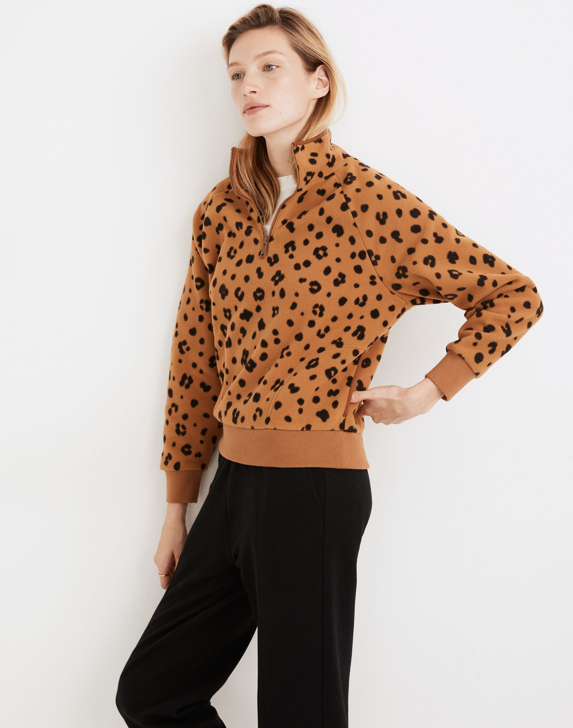 MWL Betterfleece Half-Zip Sweatshirt in Cheetah Print