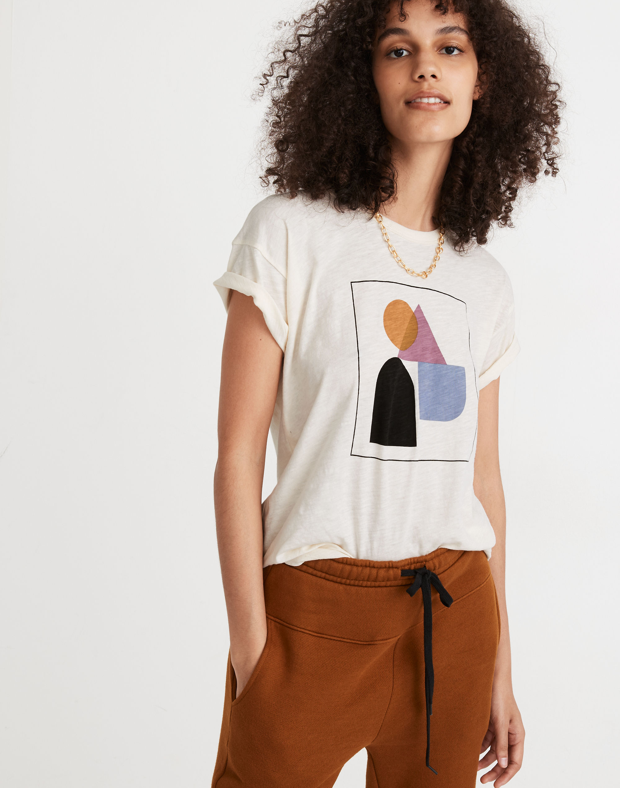 Geometry Graphic Whisper Cotton Rib-Crewneck Tee