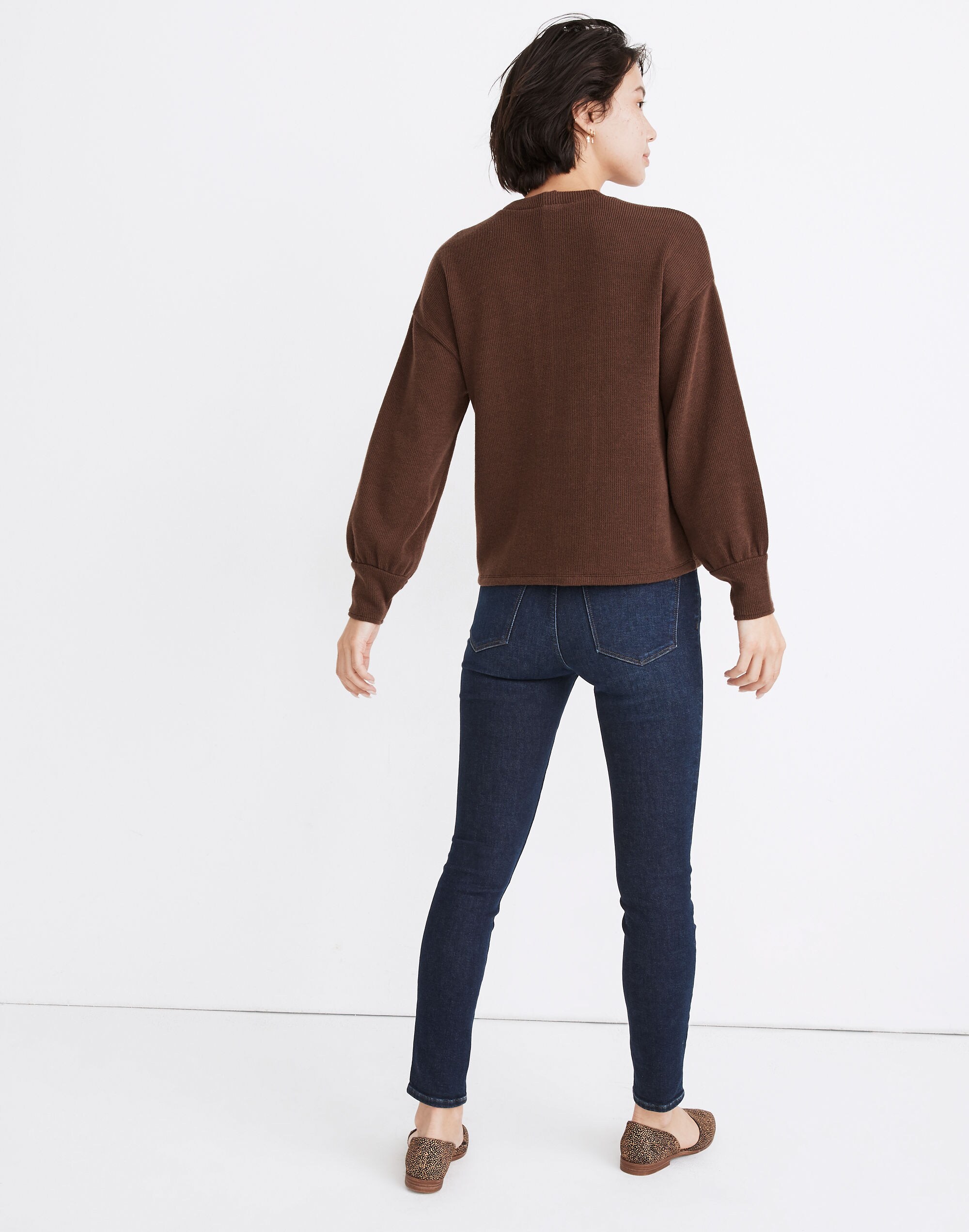 Brushed Knit Puff-Sleeve Top