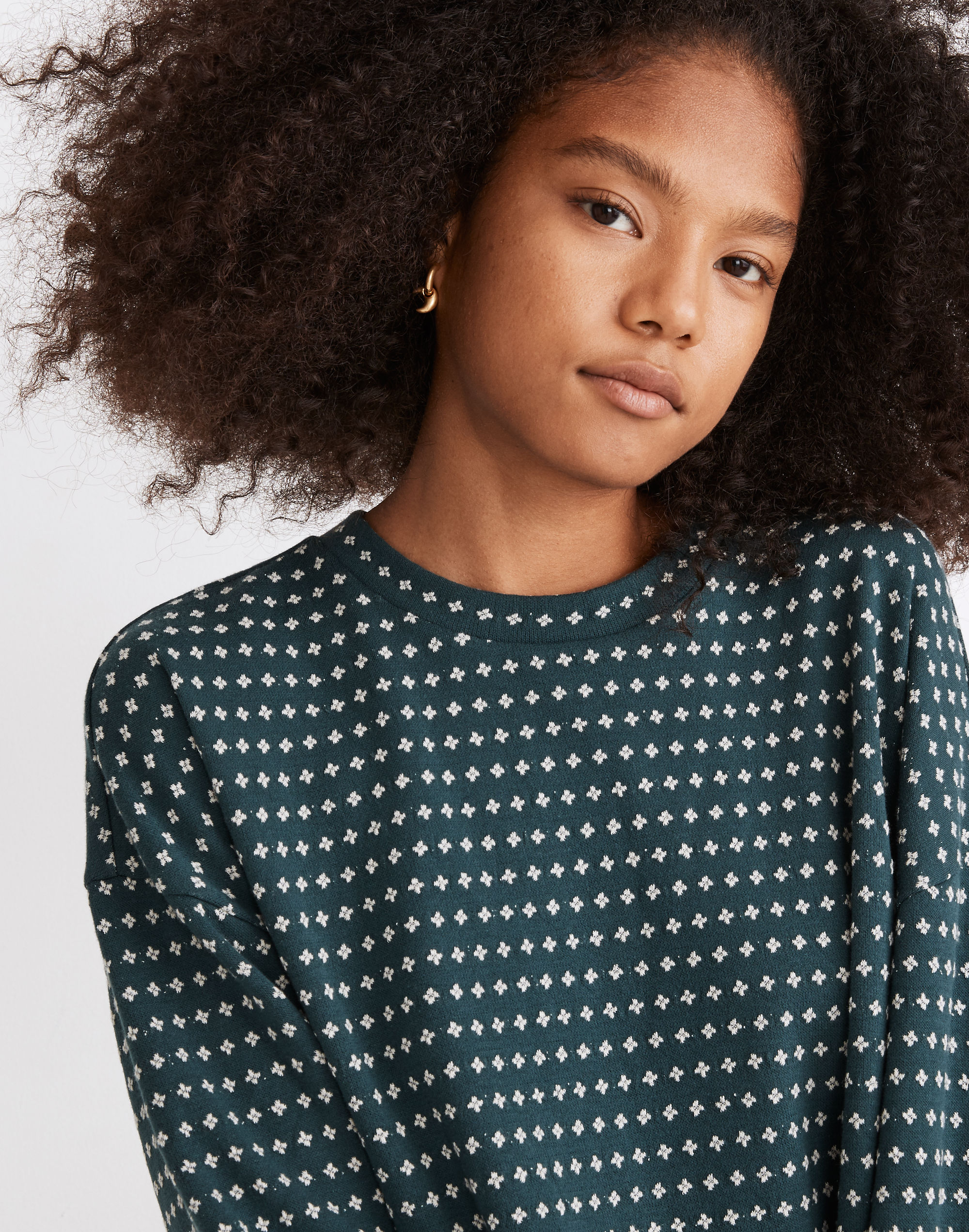 Floral Jacquard Puff-Sleeve Top