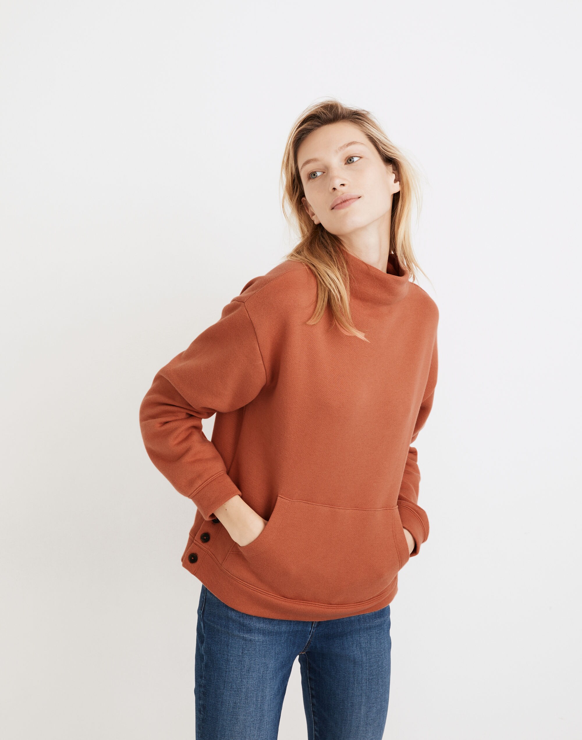 MWL Betterterry Mockneck Side-Button Sweatshirt