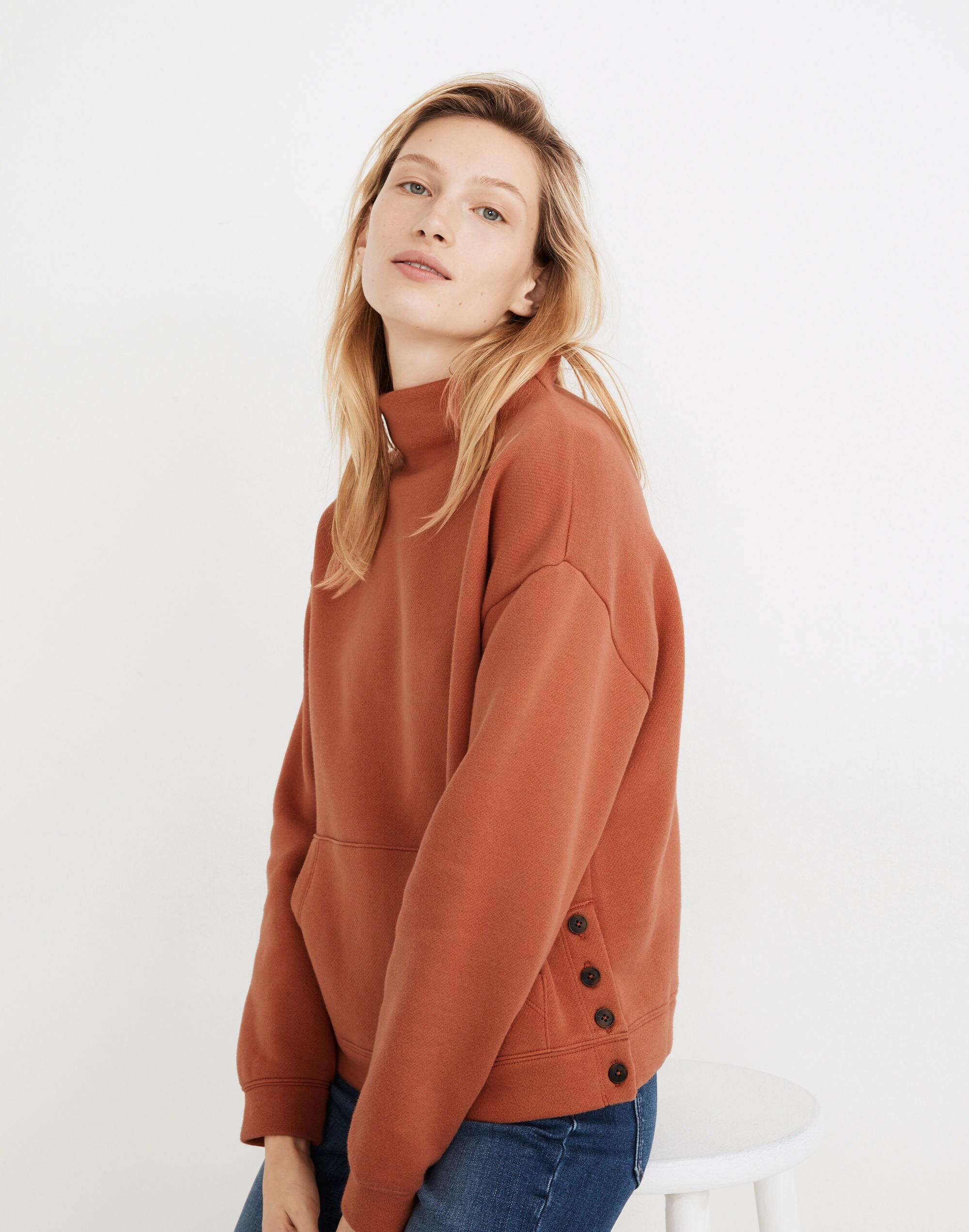 MWL Betterterry Mockneck Side-Button Sweatshirt