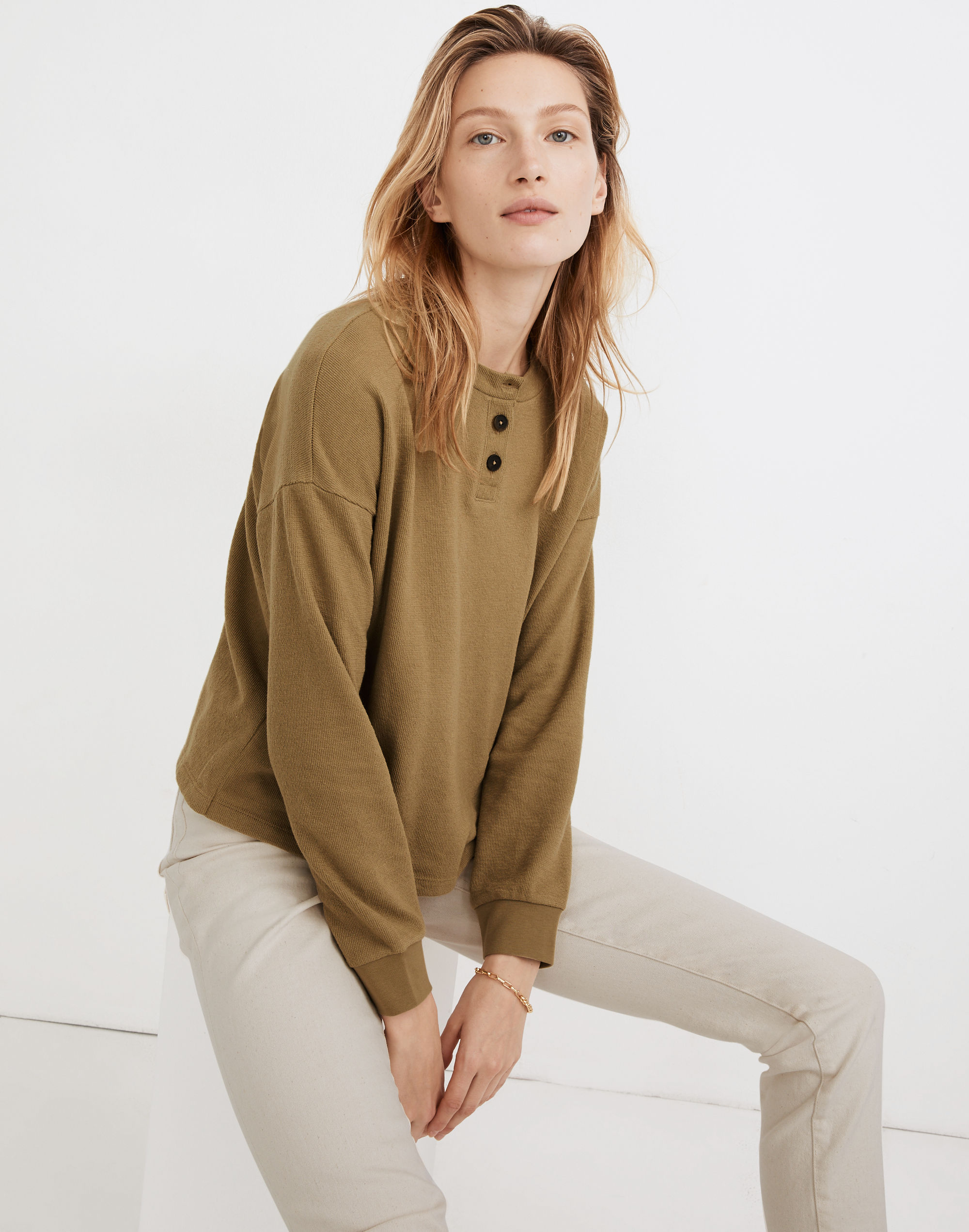 drop-sleeve henley tee